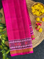 Pink Plain gala Border Handwoven Patola Silk Saree