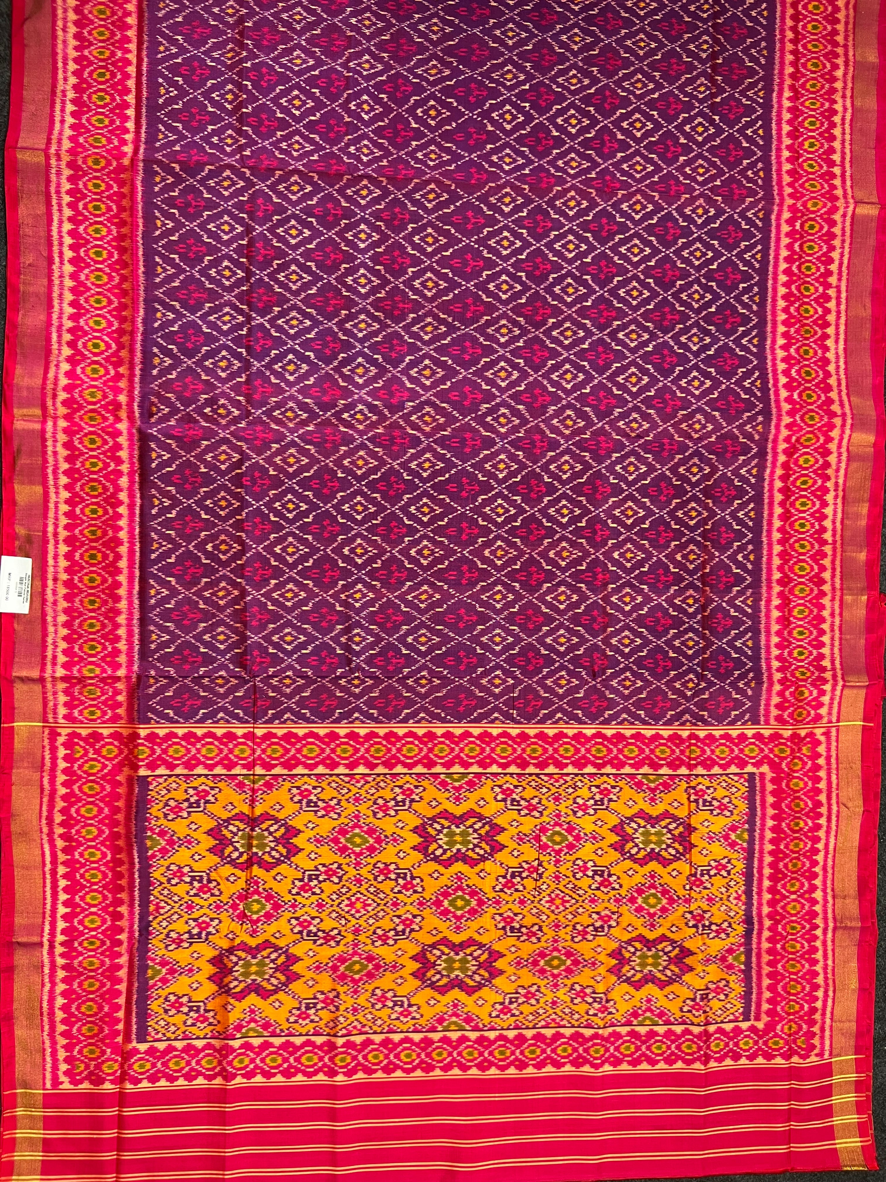 Purple Traditional Design Handwoven Patola Silk Saree Secondary image