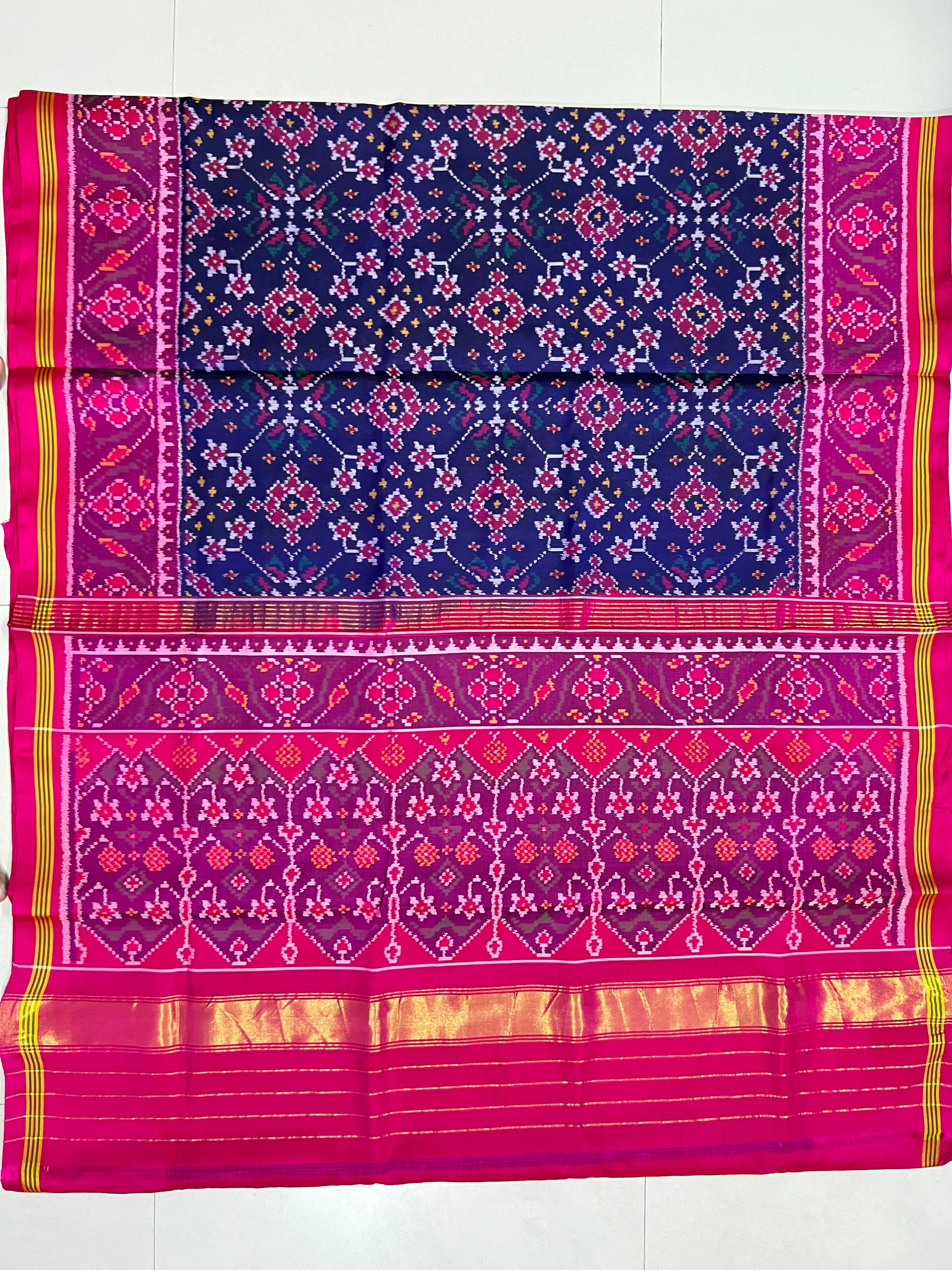 Navratna Traditional Design Handwoven Patola Silk Saree Secondary image