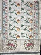 Off-White Exclusive Flower Design Handwoven Patola Silk Saree