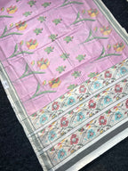 Pastel Pink Flower Design Handwoven Patola Silk Saree