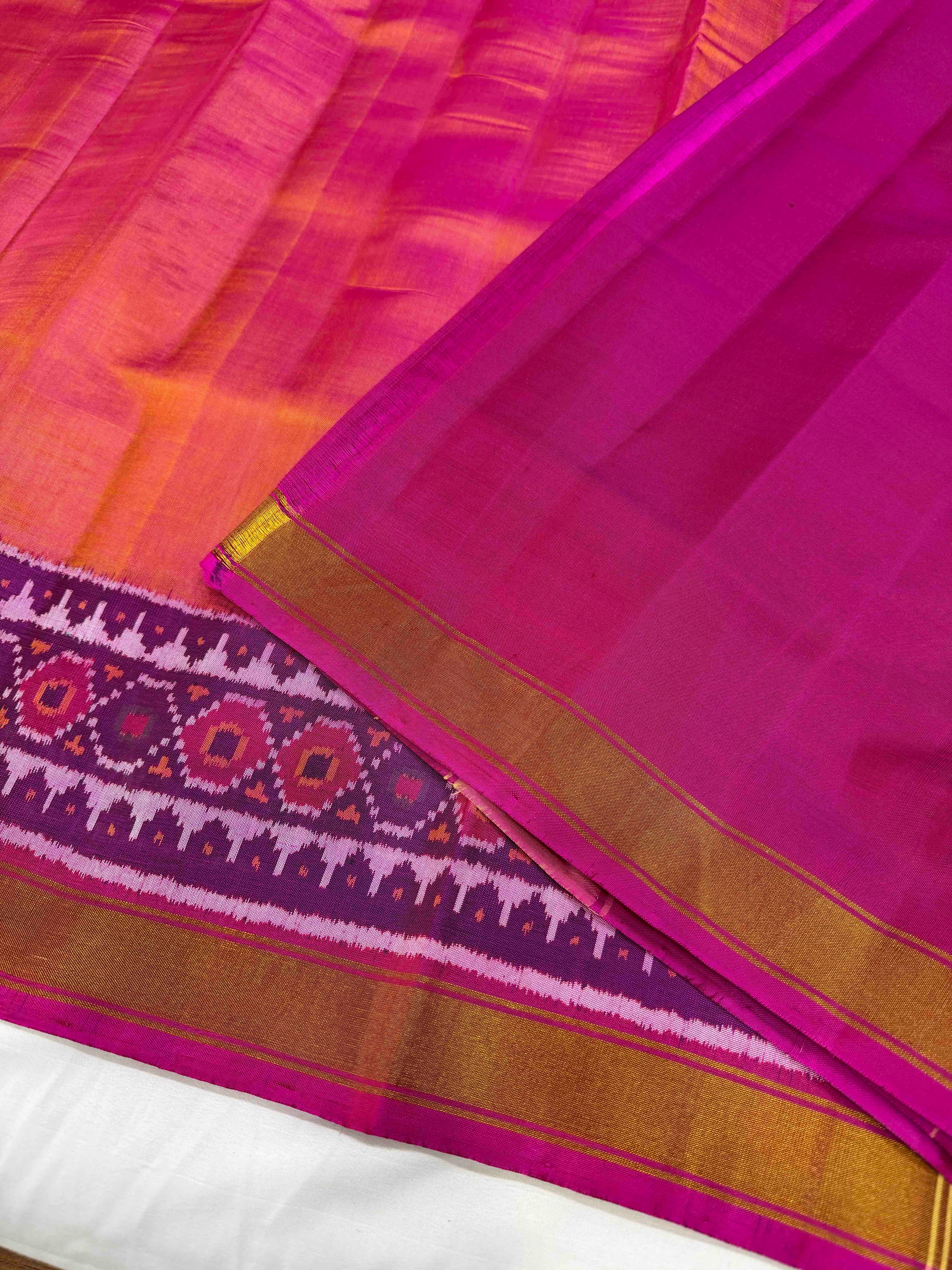 Plain gala Border Handwoven Patola Silk Saree