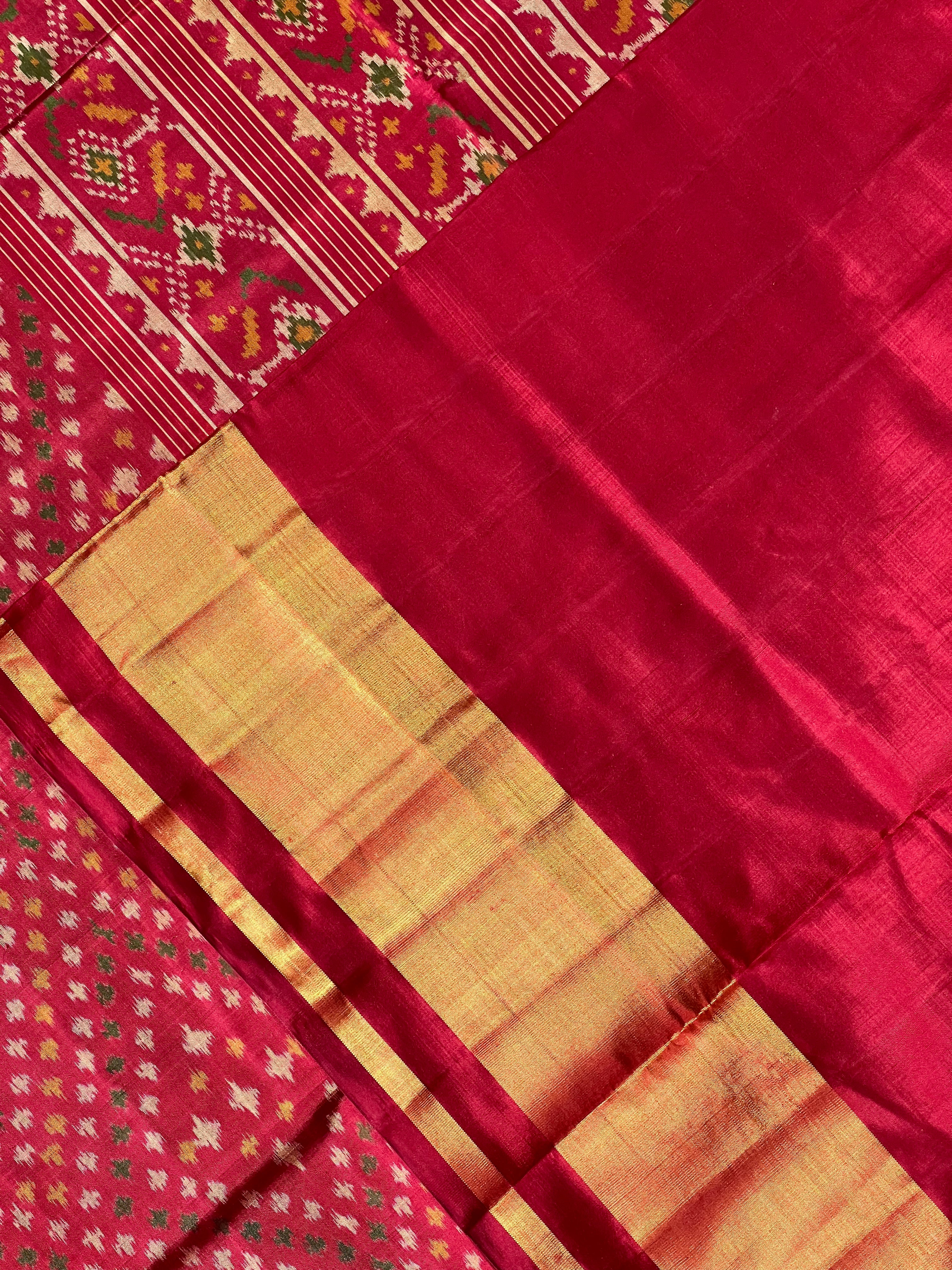 Red Color Traditional Design Handwoven Patola Silk Saree