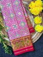 Baby pink navratna Handwoven Patola Silk Saree