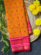 Mustard Orange Traditional Design Handwoven Patola Silk Saree