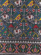 Blue-Black Narikunj Traditional Design Handwoven Patola Silk Saree