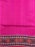 Plain Pink Gala Border with Designer Blouse Handwoven Patola Silk Saree
