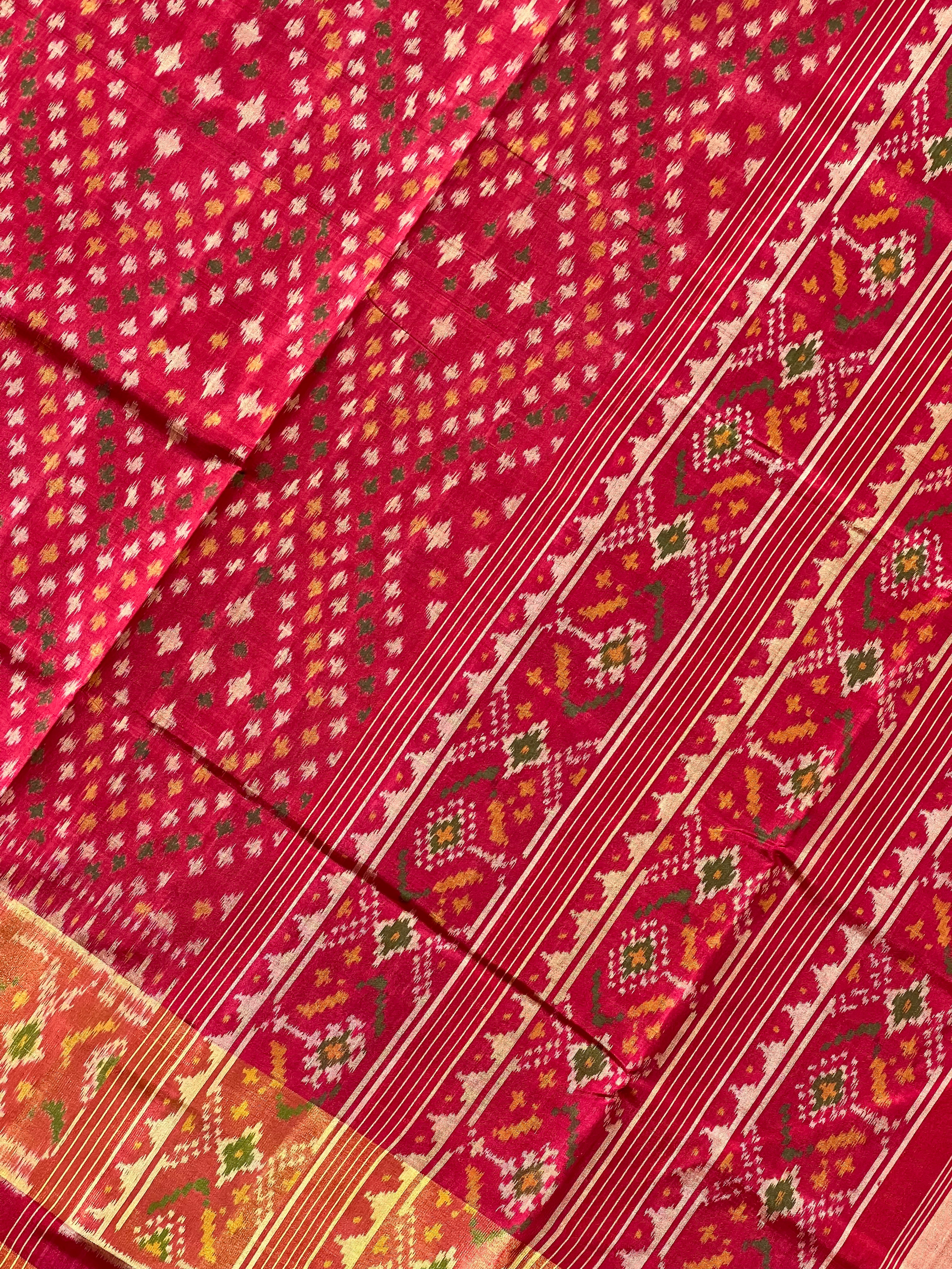 Red Color Traditional Design Handwoven Patola Silk Saree