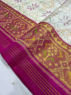 White Color Fancy Design Handwoven Patola Silk Saree
