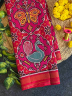 Pink Color Big Motif Design Handwoven Patola Silk Saree