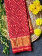Red Color Traditional Design Handwoven Patola Silk Saree