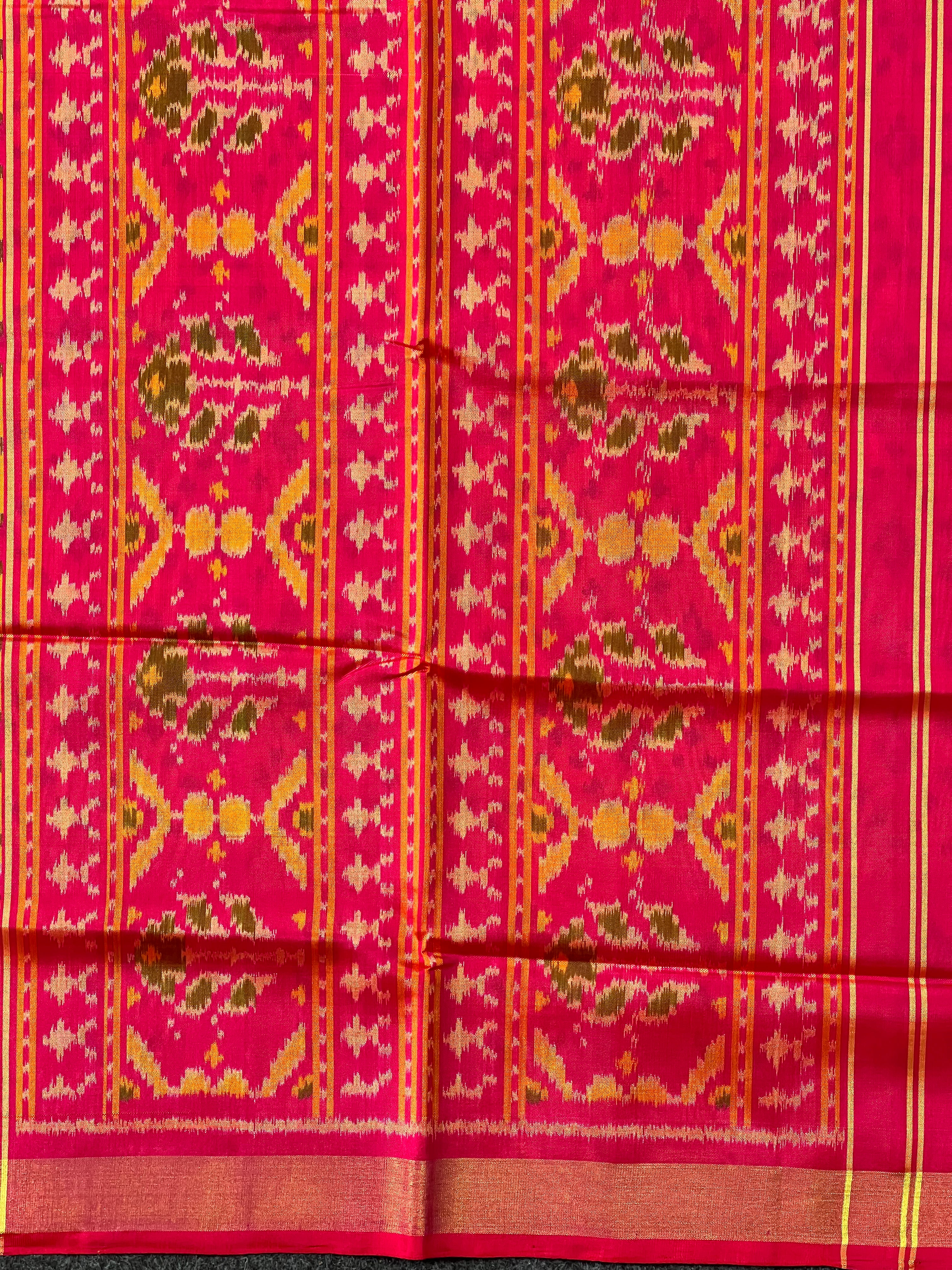Fancy Design Mustard Orange Handwoven Patola Silk Saree