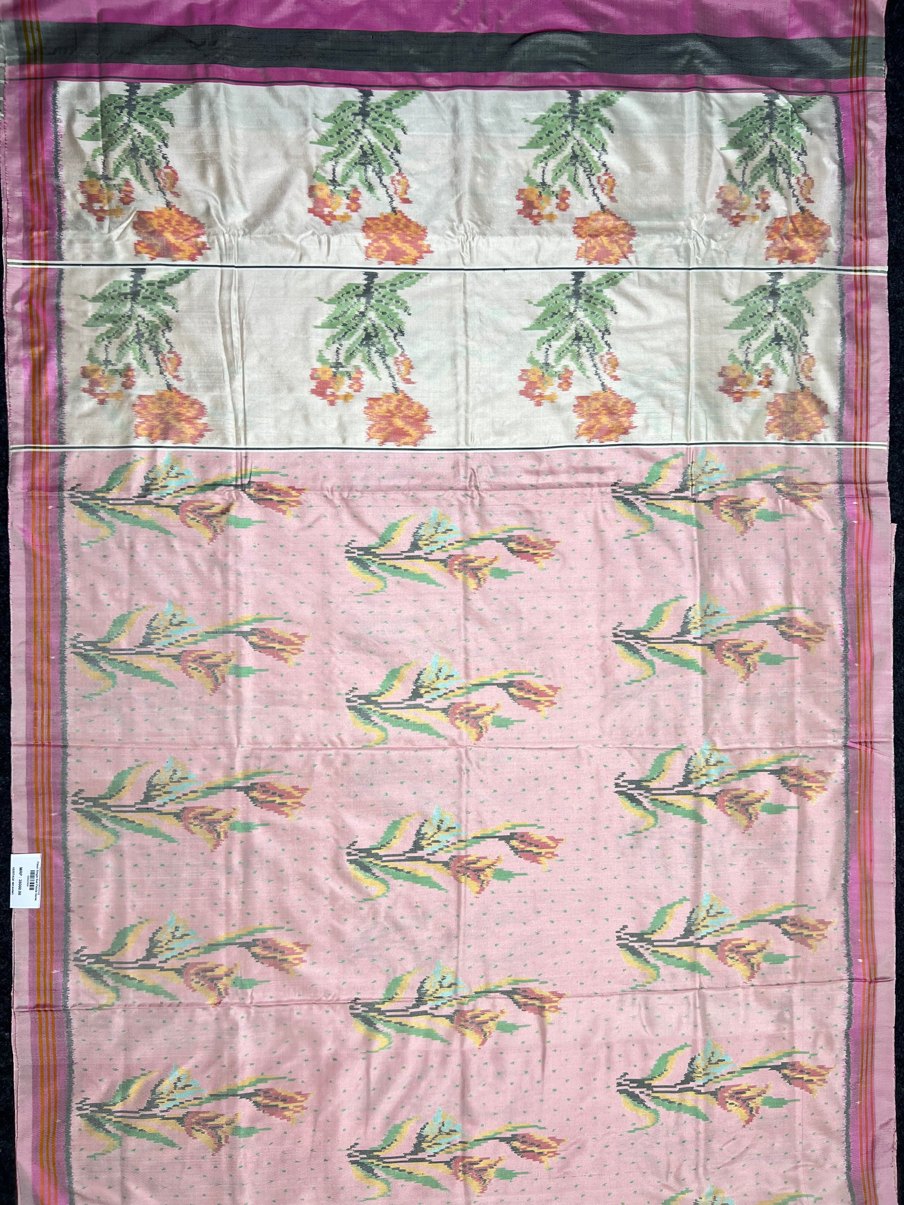Exclusive Flower Design Handwoven Patola Silk Saree Secondary image