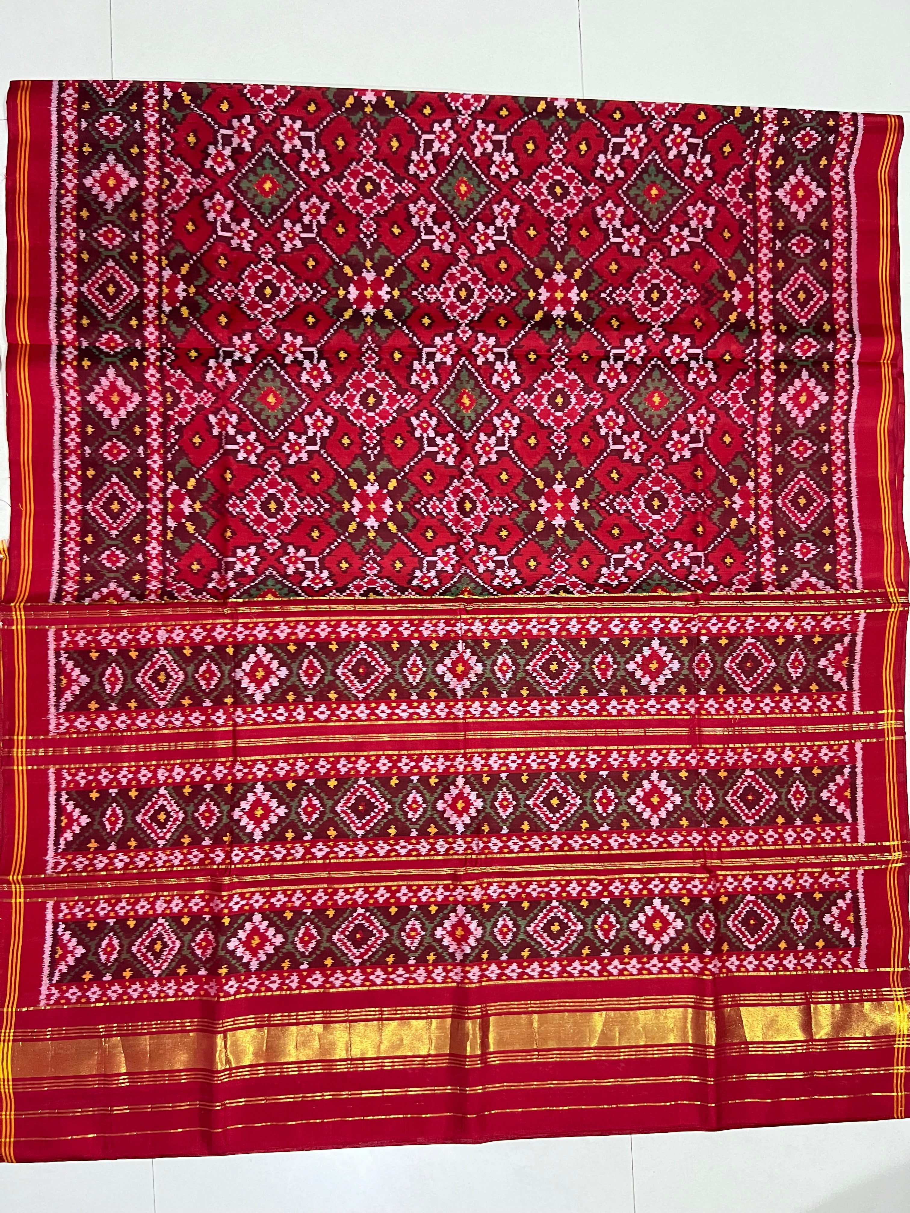 Navratna Traditional Design Handwoven Patola Silk Saree