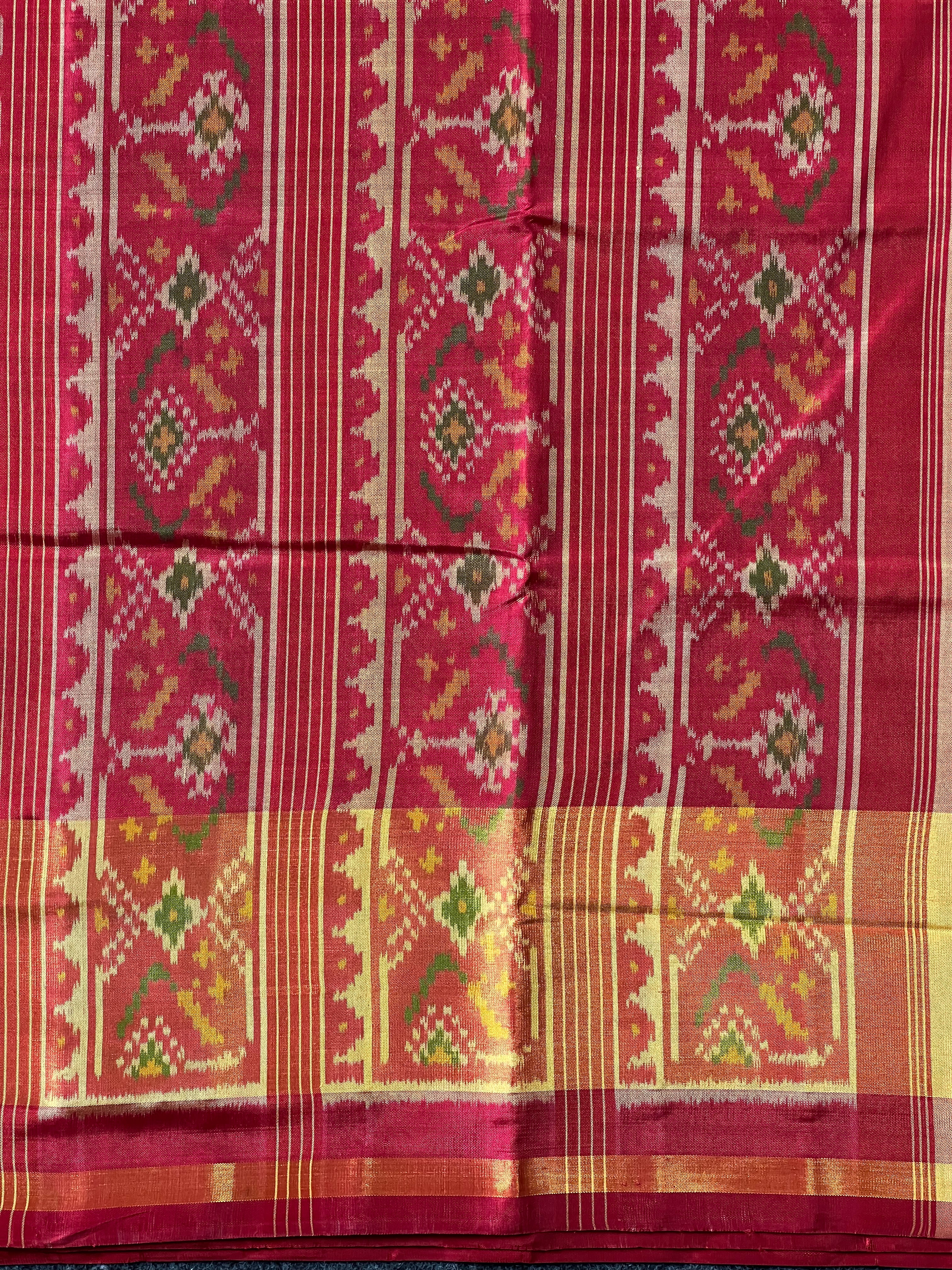 Red Color Traditional Design Handwoven Patola Silk Saree
