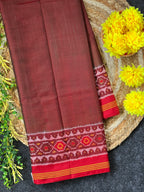 Plain Gala Border With Designer Blouse Handwoven Patola Silk Saree
