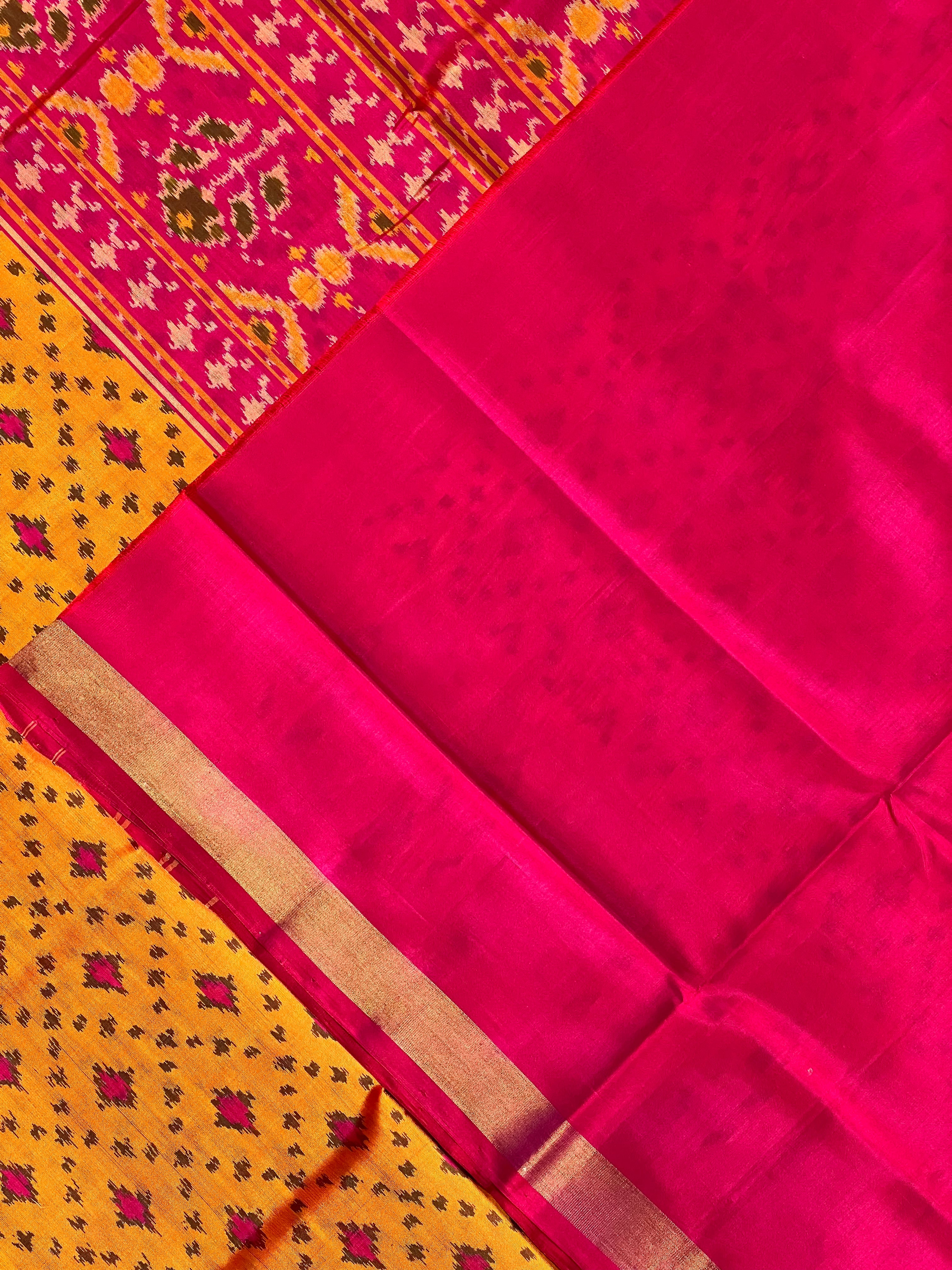 Fancy Design Mustard Orange Handwoven Patola Silk Saree