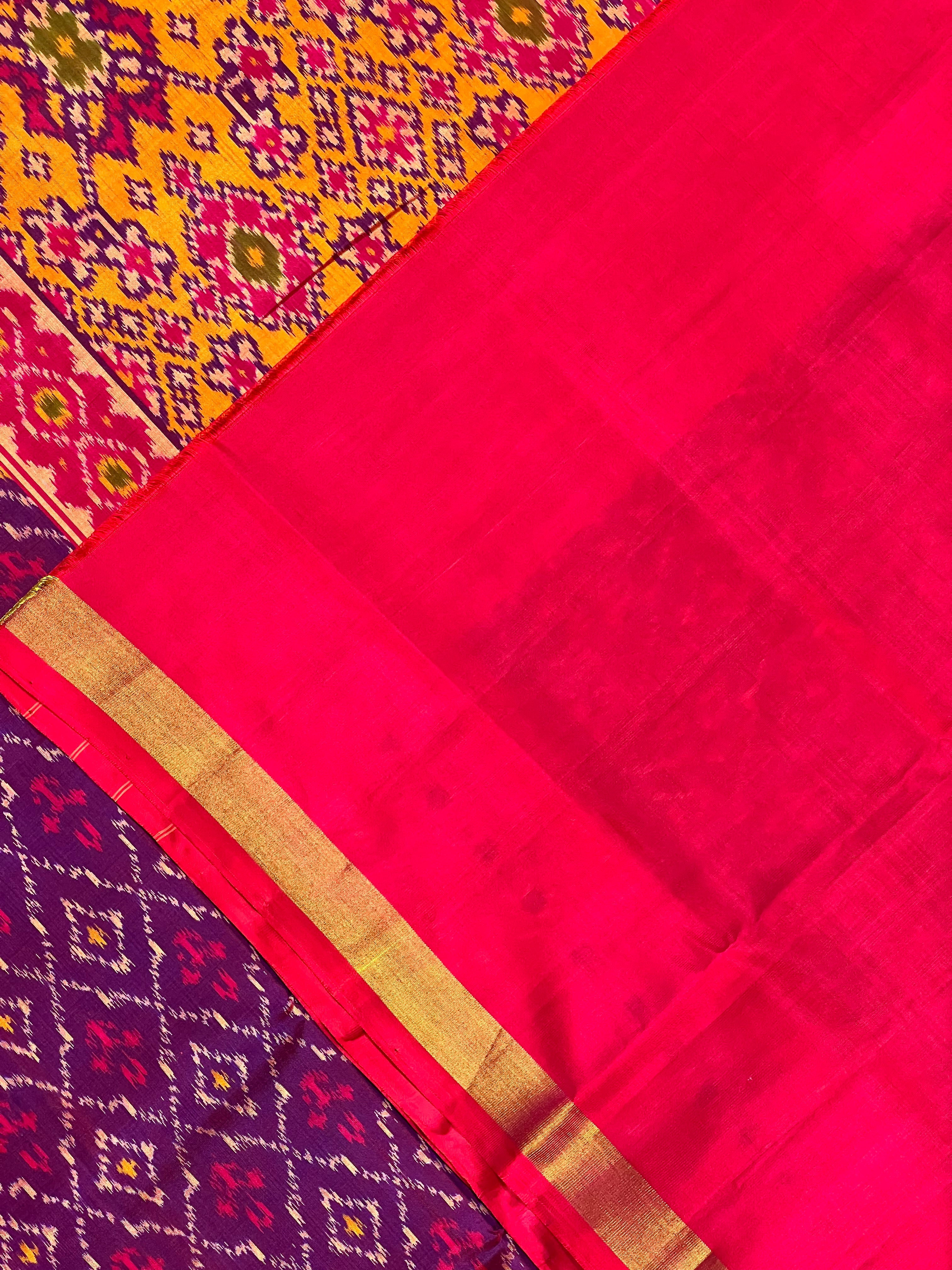 Purple Traditional Design Handwoven Patola Silk Saree