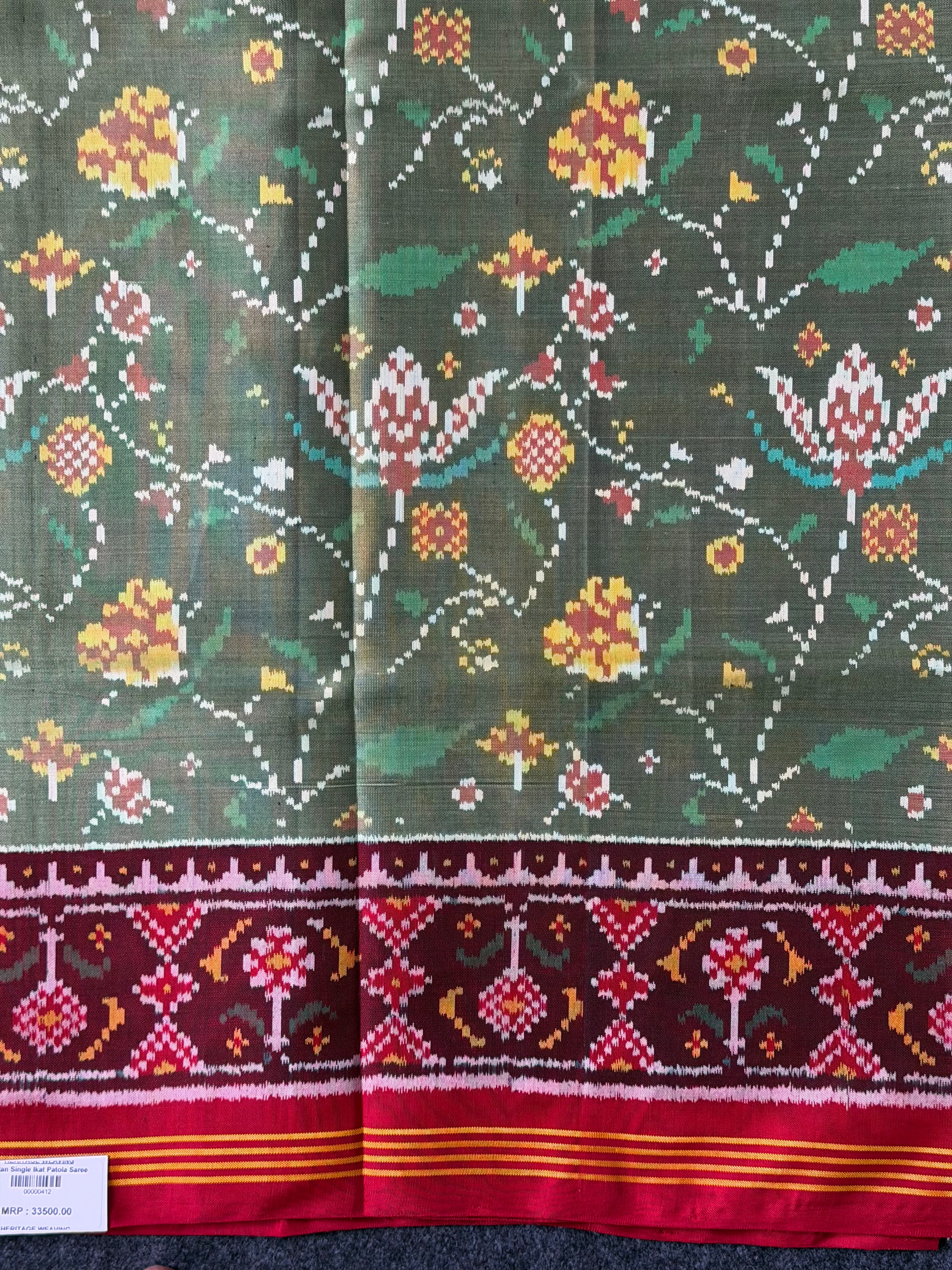 Fancy Design With Pista Color  Handwoven Patola Silk Saree