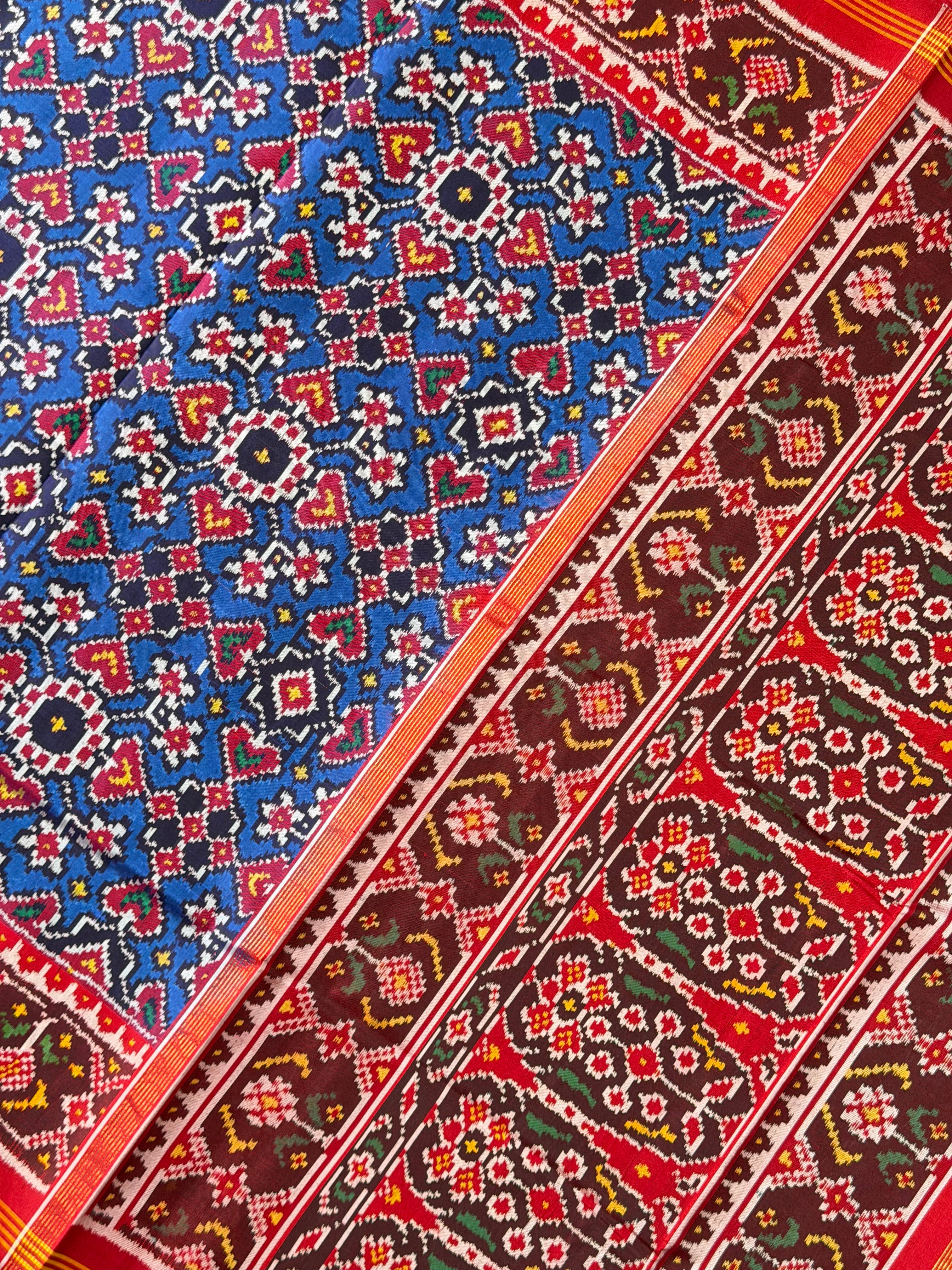 Navratna Manekchowk Traditional Design Handwoven Patola Silk Saree