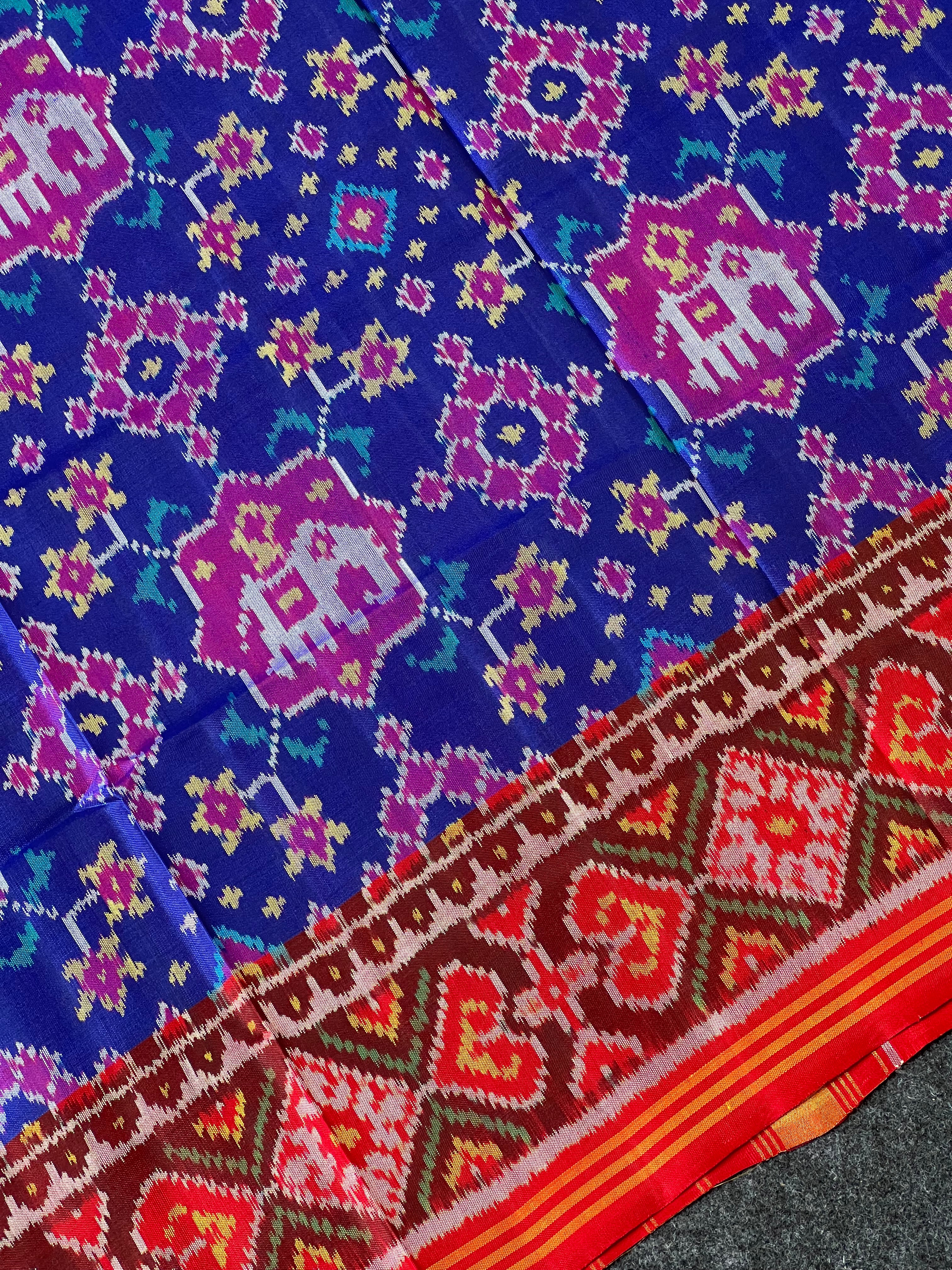 Blue Fusion design Handwoven Patola Dupatta