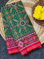 Green Manekchowk Traditional Design Handwoven Patola Dupatta