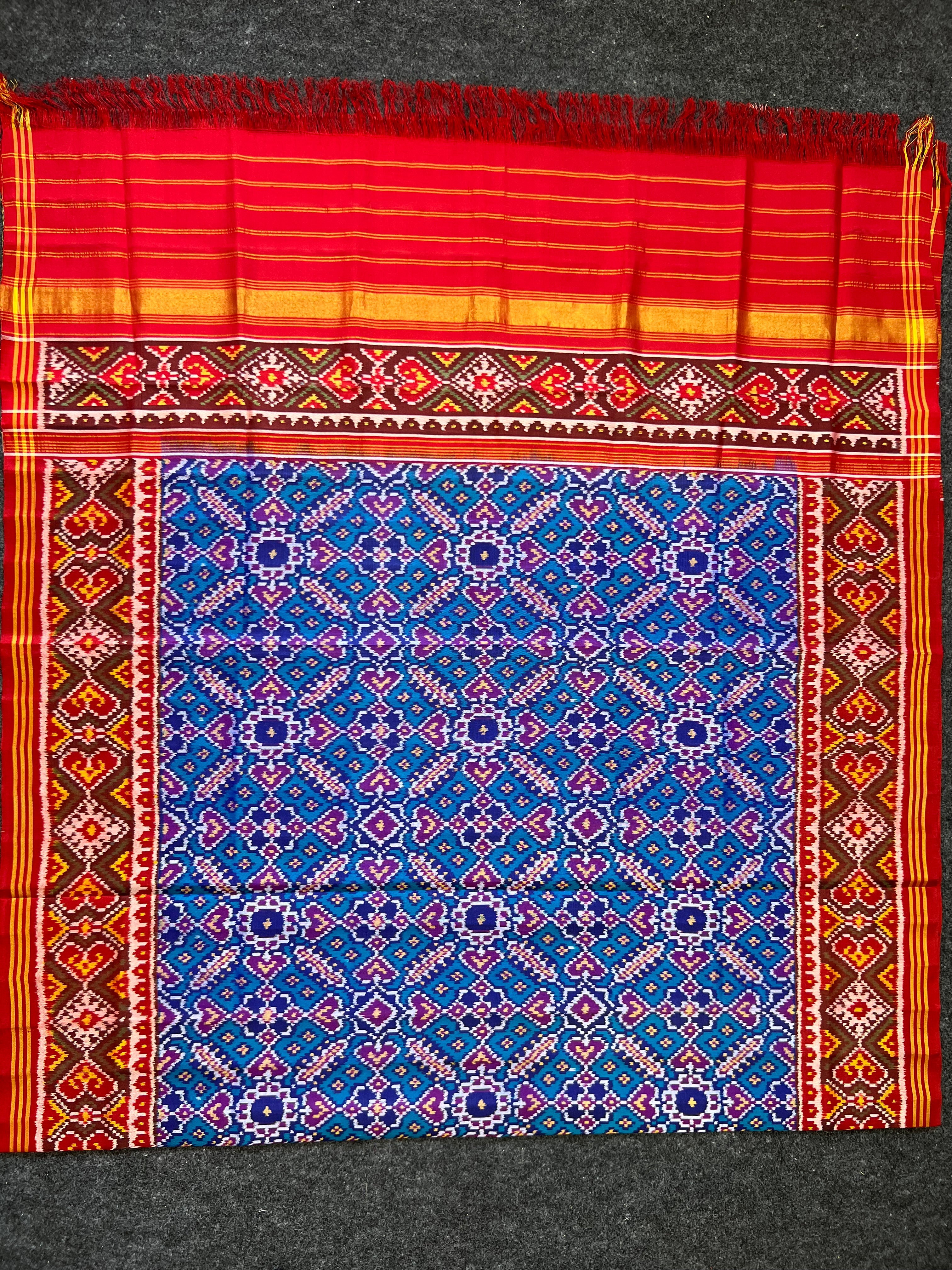 Blue Manekchowk Traditional Design Handwoven Patola Dupatta Secondary image