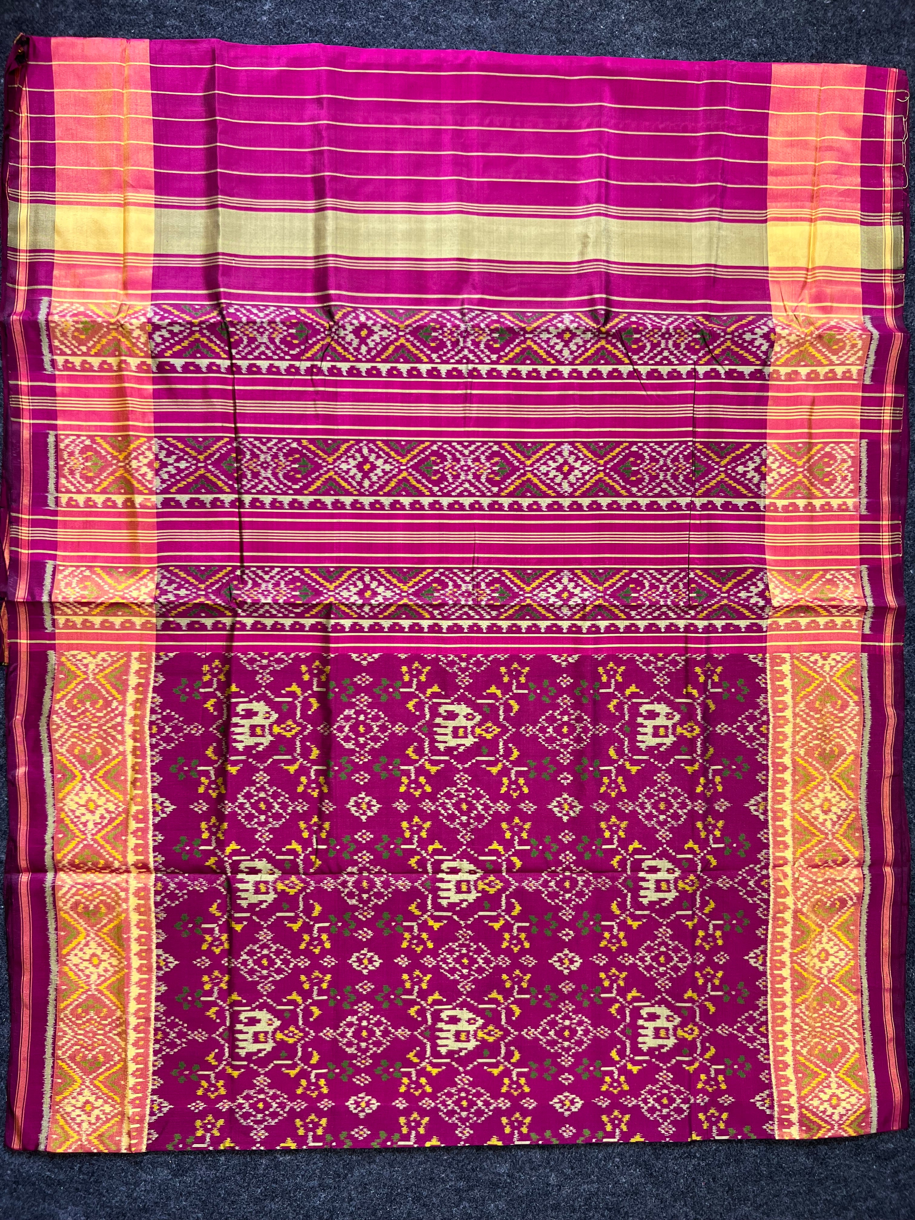 Navratna With Elephant Design Handwoven Patola Silk Saree