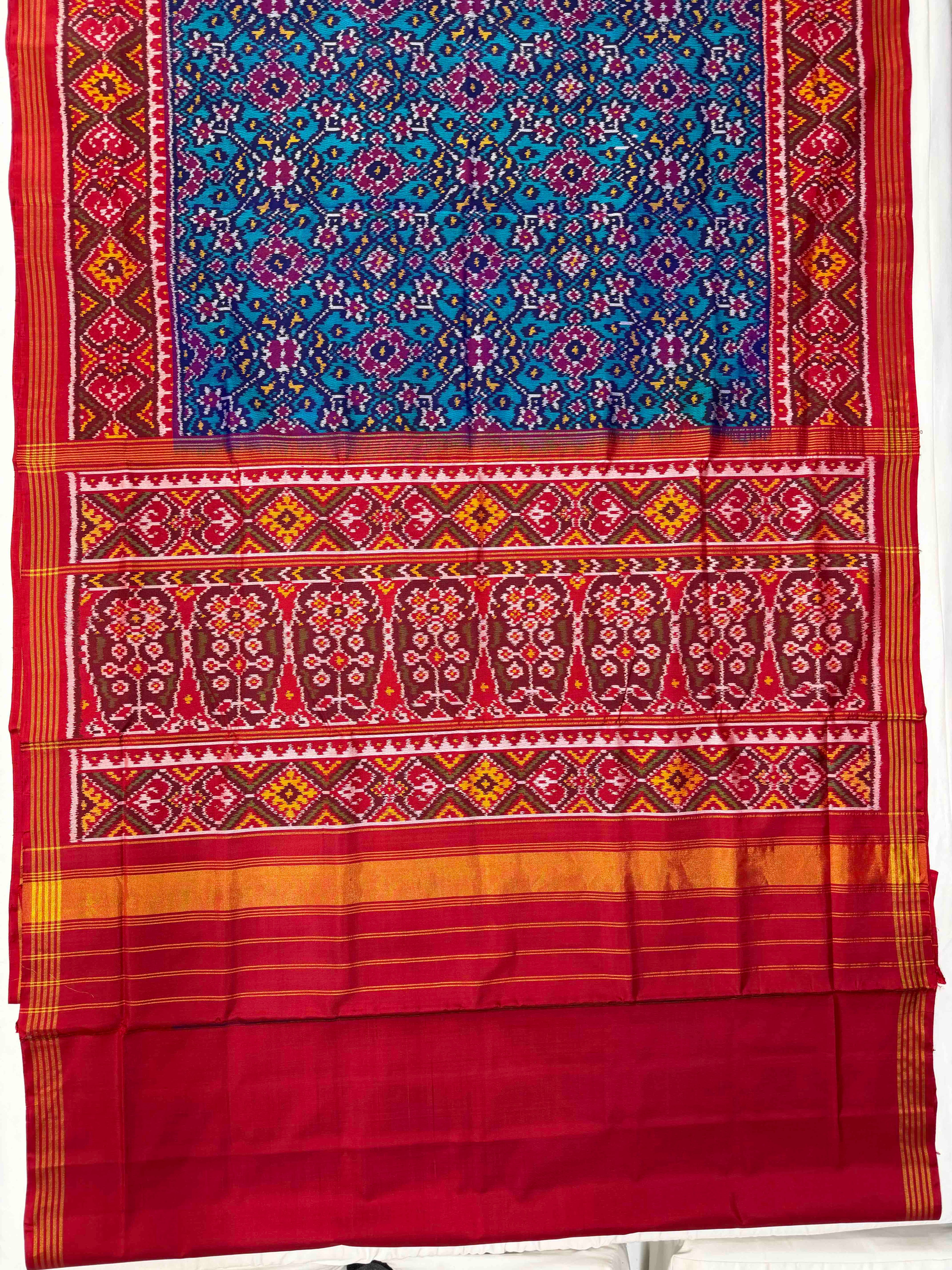 Navratna Traditional Design Handwoven Patola Silk Saree
