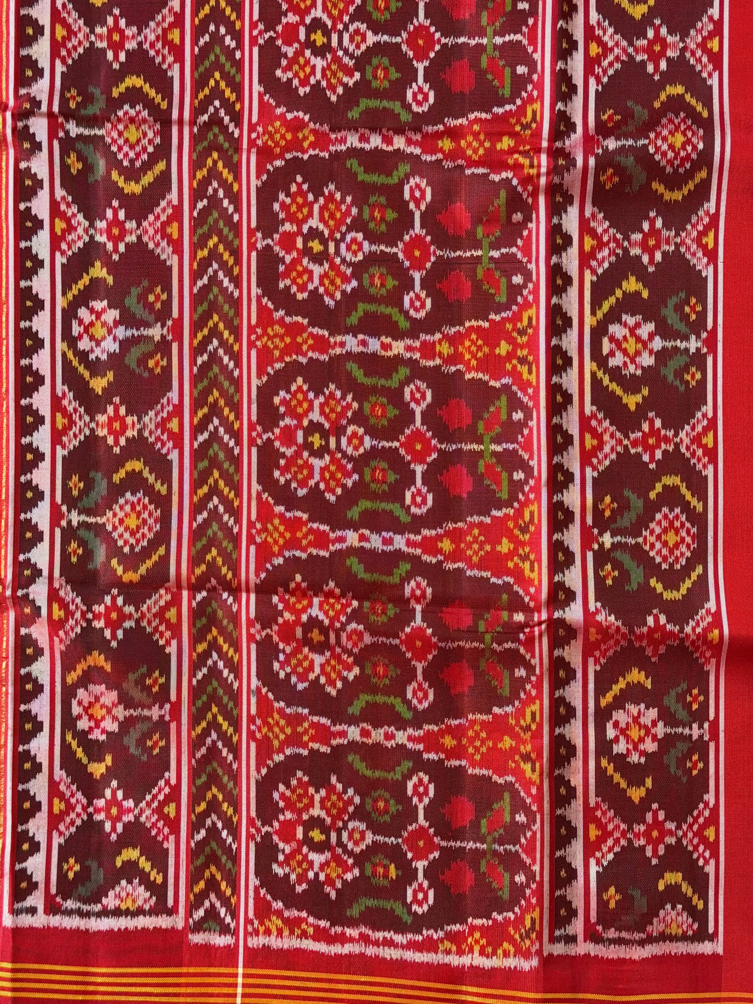 Red Color Traditional Design Handwoven Patola Silk Saree
