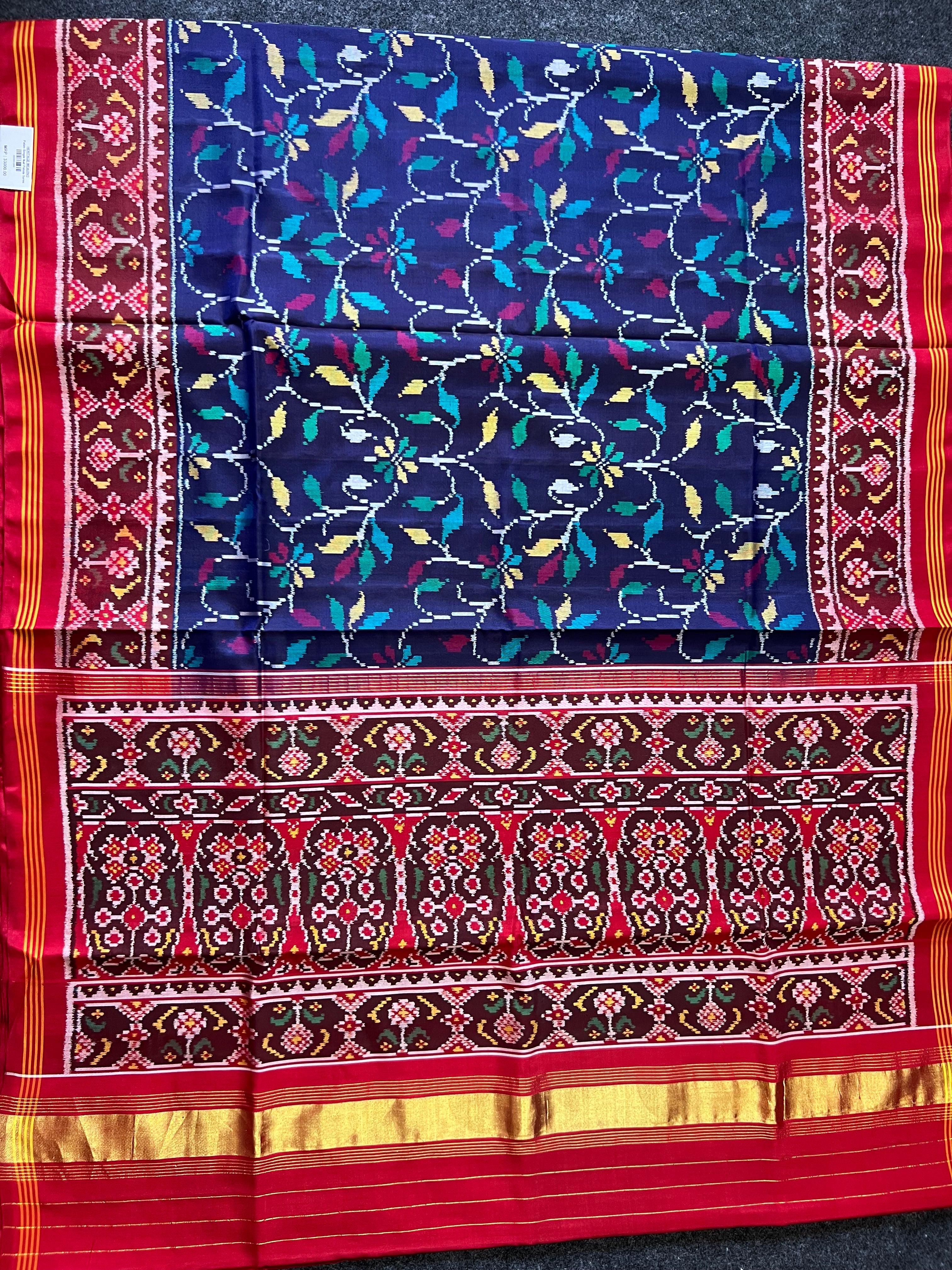 Blue Fancy Design Handwoven Patola Silk Saree