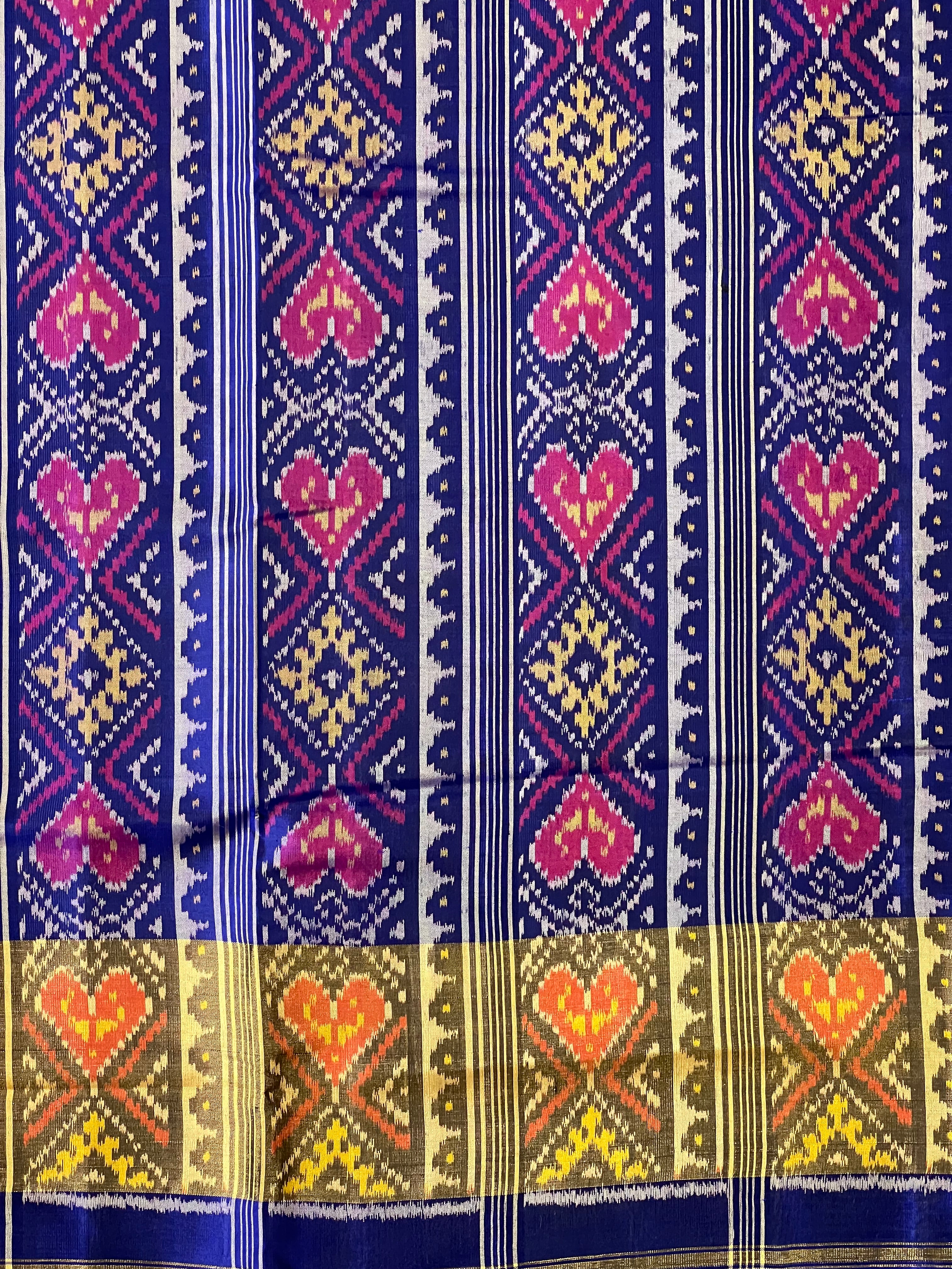 Blue Manekchowk Traditional Design Handwoven Patola Silk Saree