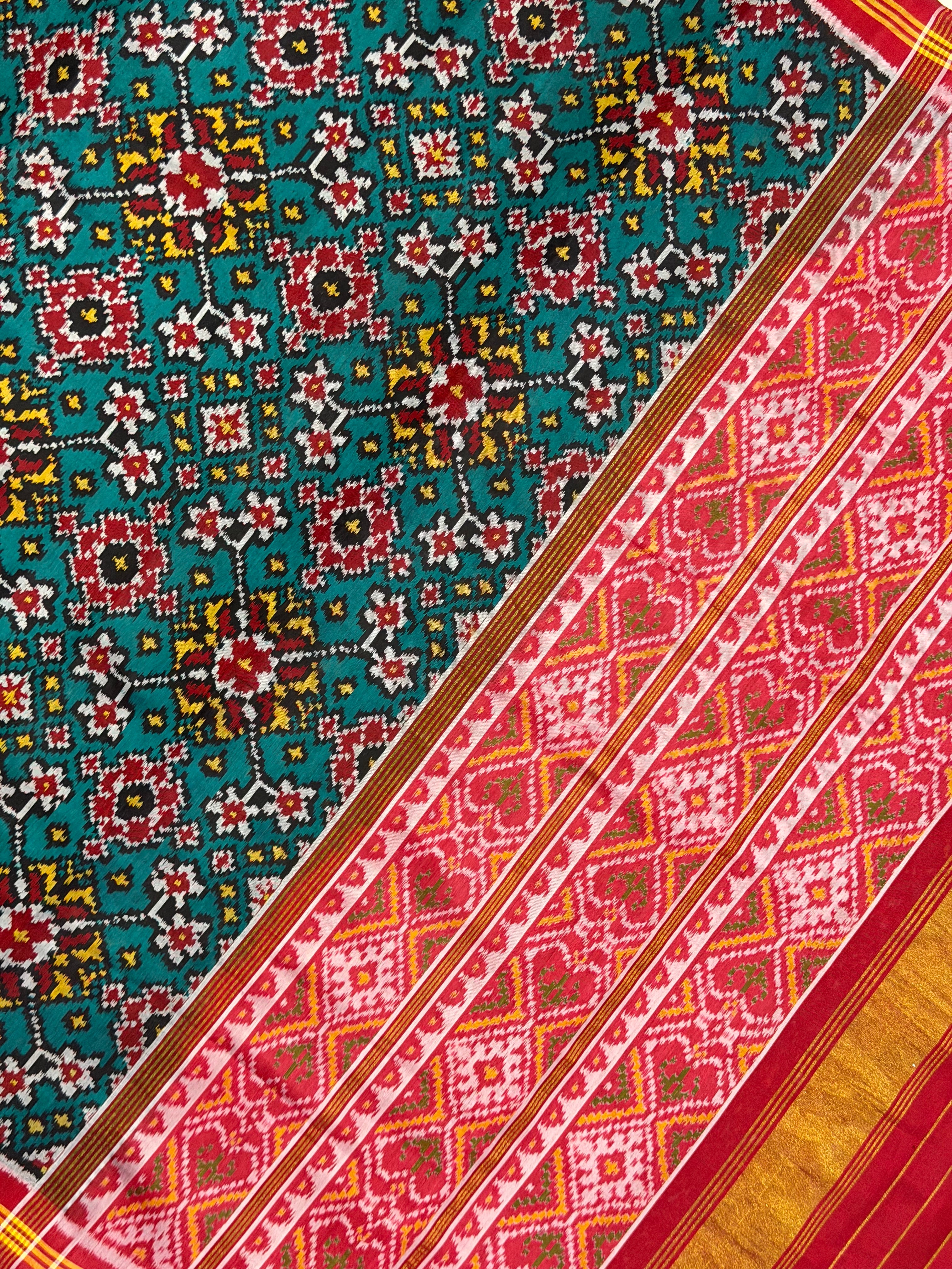 Navratna Traditional Design Handwoven Patola Silk Saree