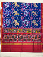 Cheetah and Elephant Handwoven Patola Silk Saree