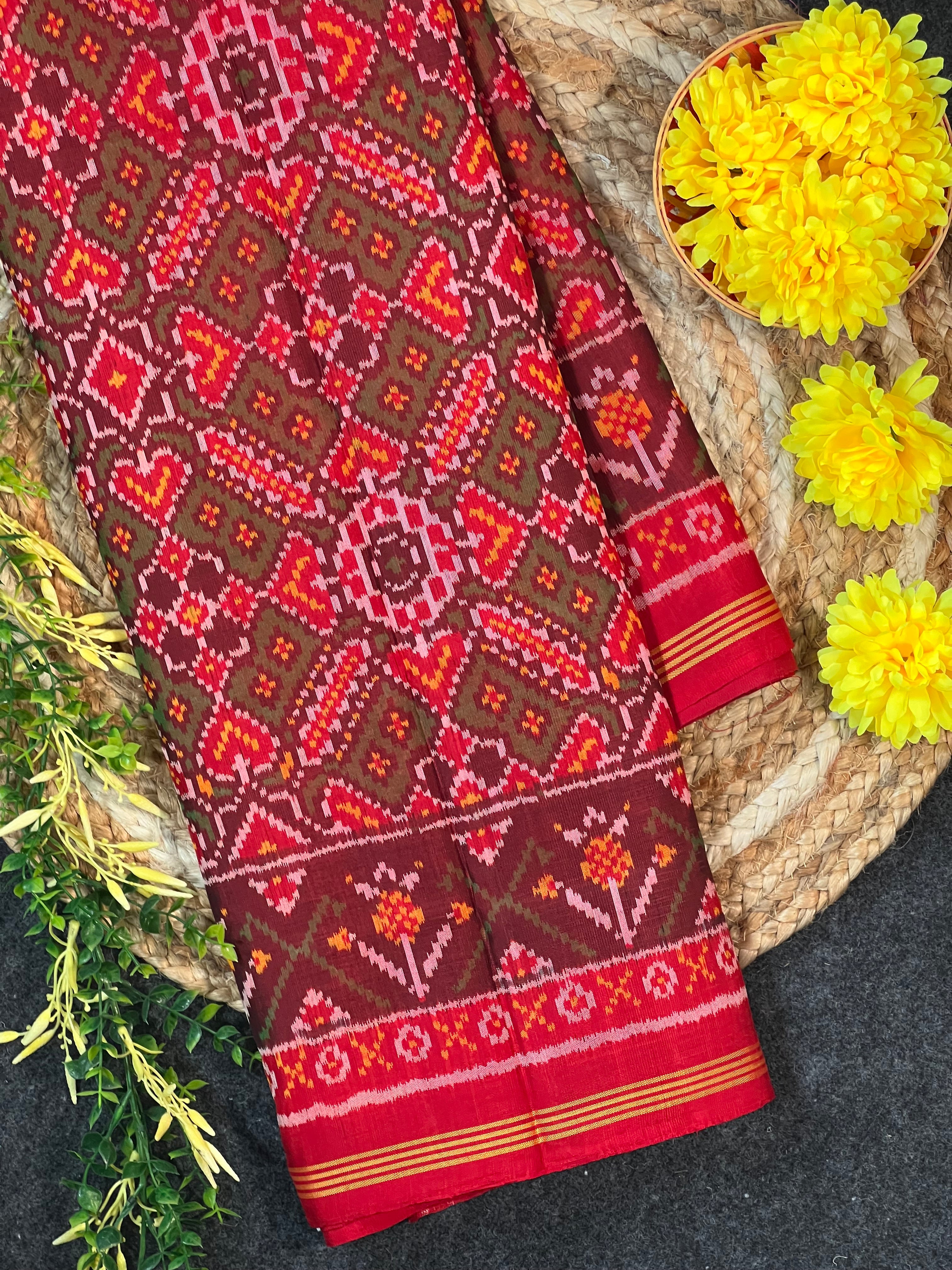 Green Manekchowk Handwoven Patola Silk Saree Dhoop Chaav Main image