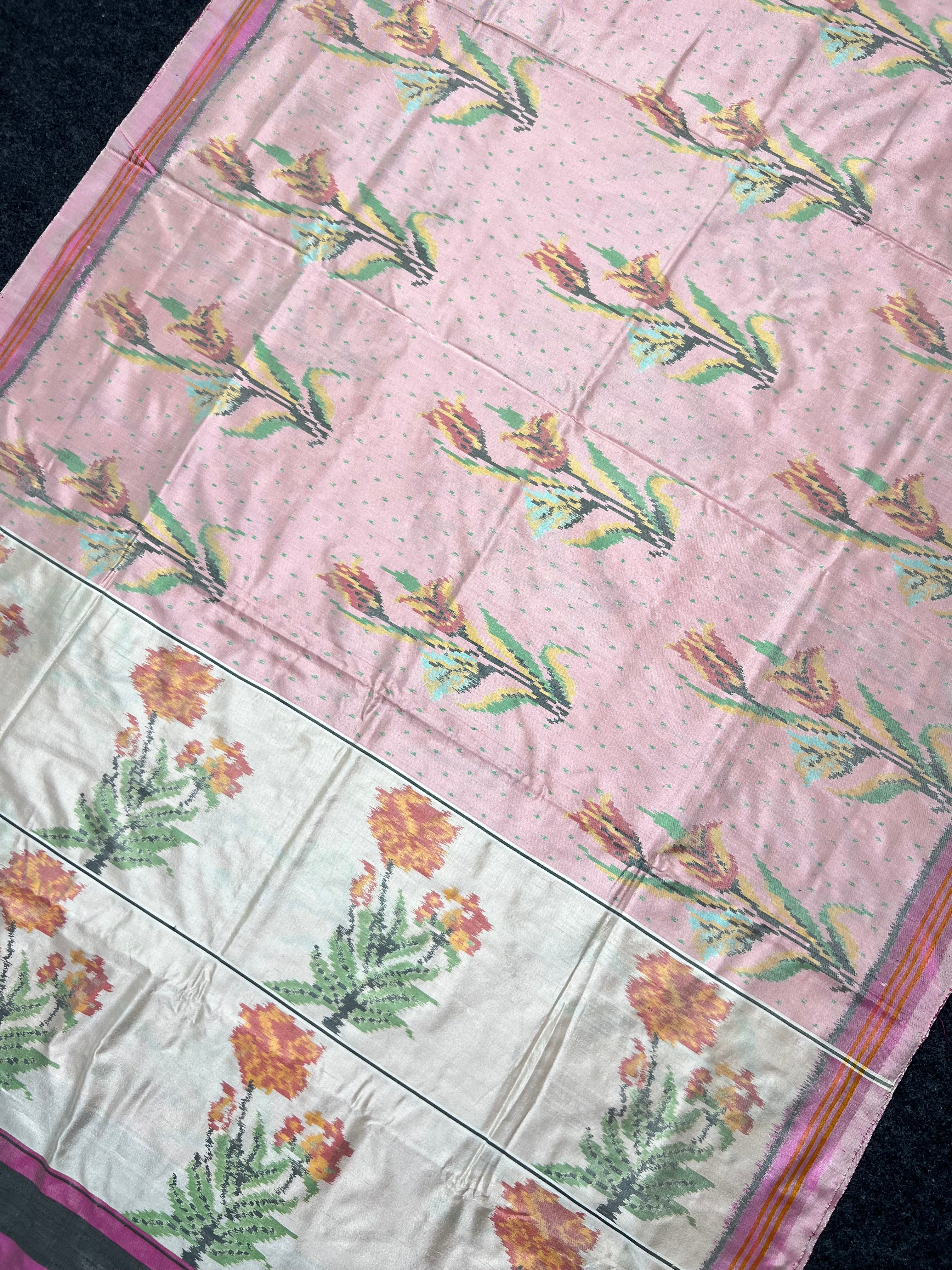 Exclusive Flower Design Handwoven Patola Silk Saree