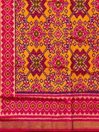 Mustard Orange Traditional Design Handwoven Patola Silk Saree