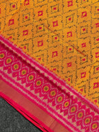 Mustard Orange Traditional Design Handwoven Patola Silk Saree