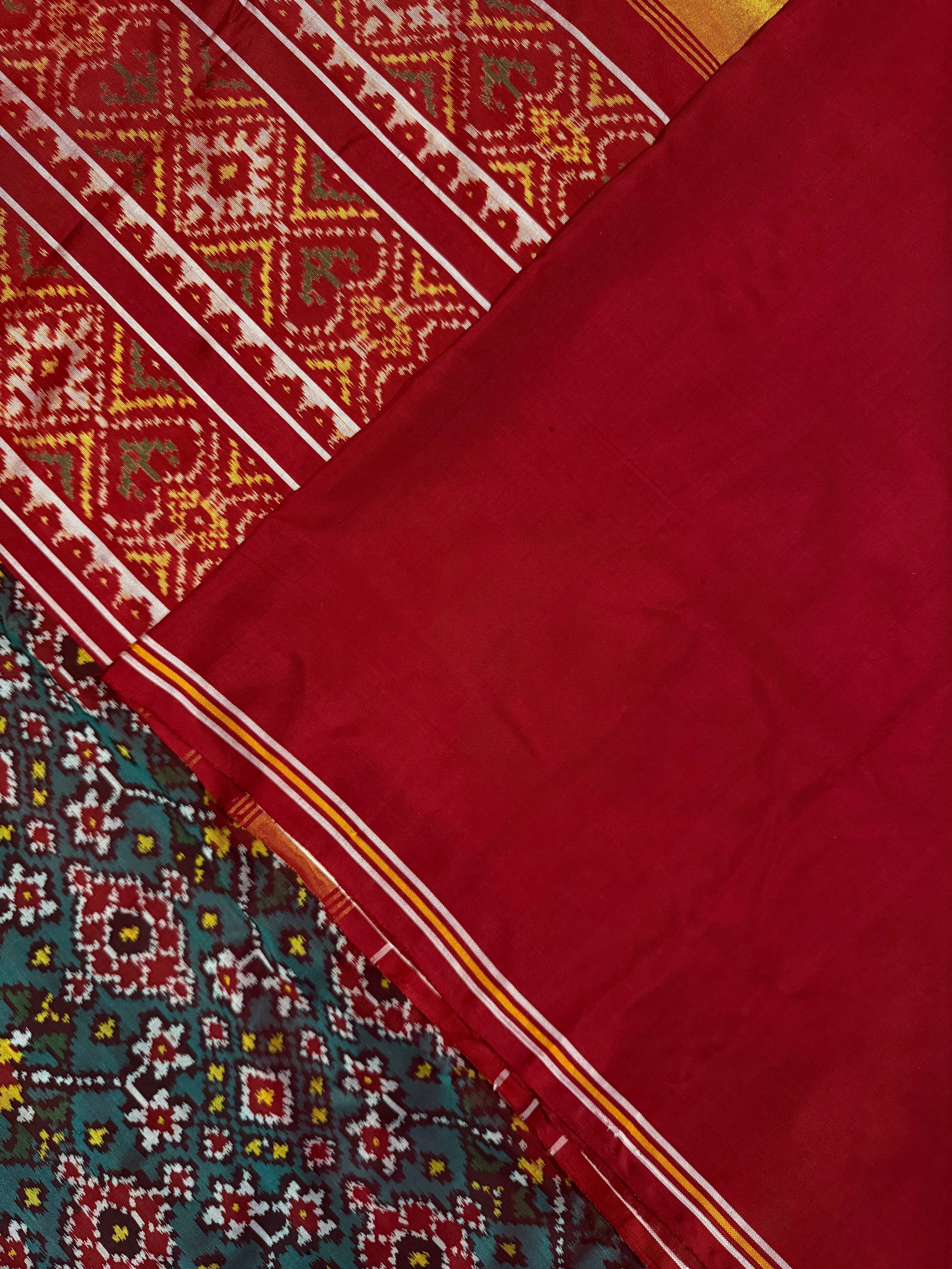 Shaded Navratna Traditional Design Handwoven Patola Silk Saree