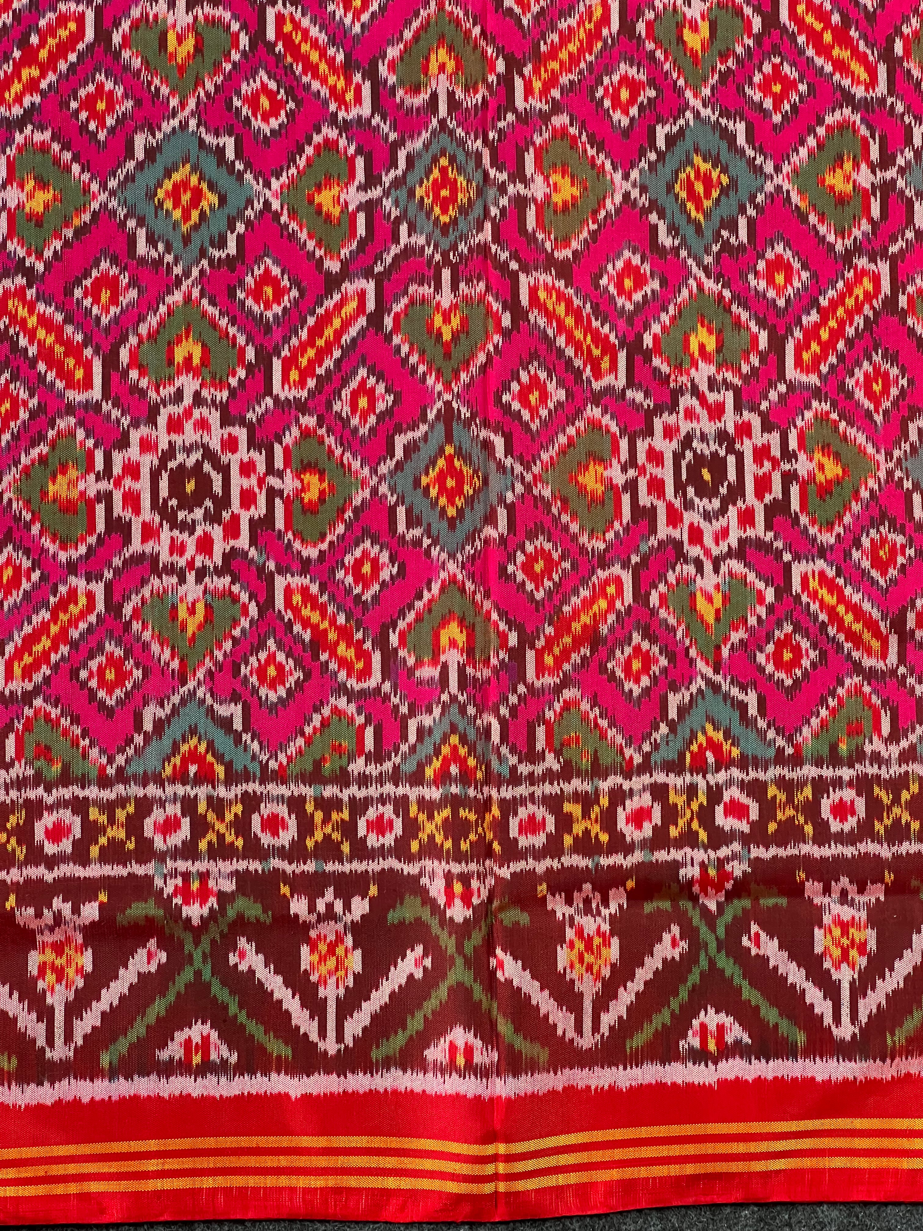 Pink Manekchowk Traditional Design Handwoven Patola Silk Saree