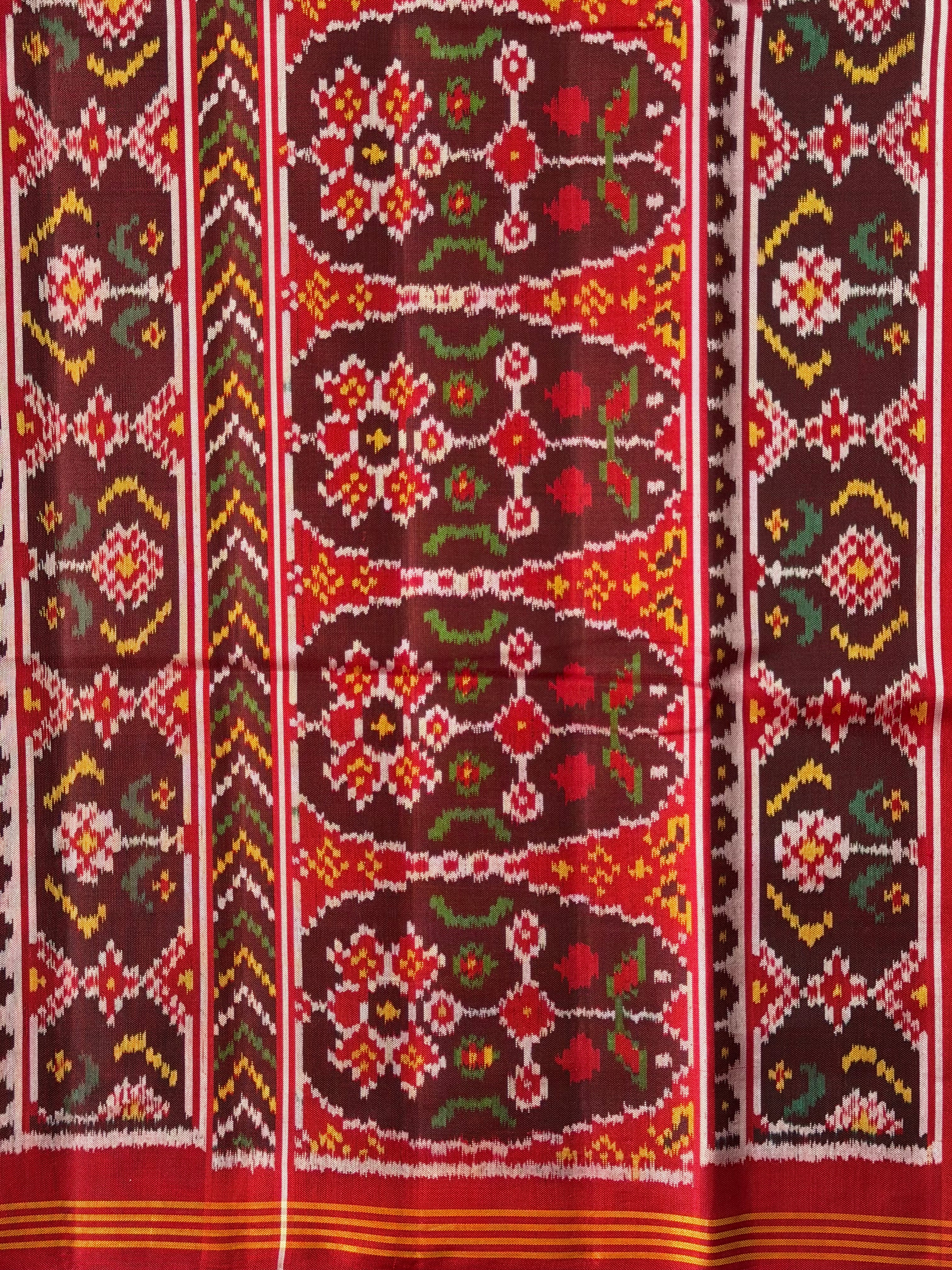 Red Color Traditional Design Handwoven Patola Silk Saree