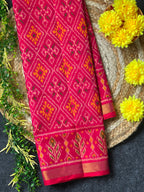 Pink Pan-Chanda Traditional Design Handwoven Patola Silk Saree