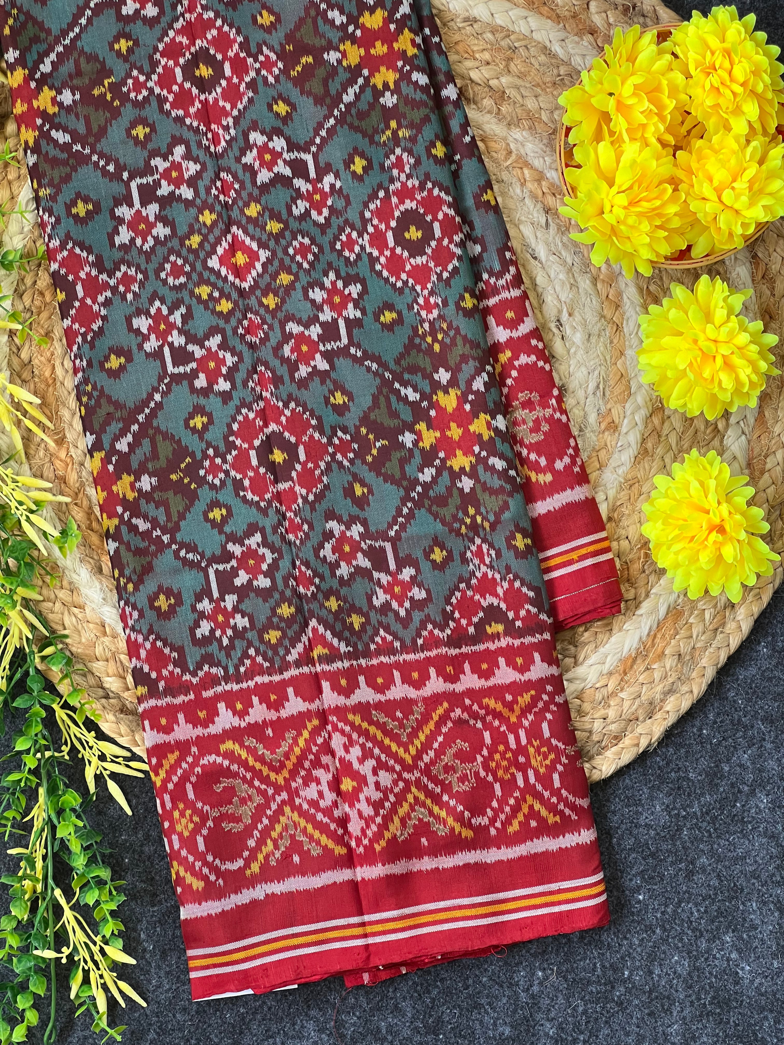 Shaded Navratna Traditional Design Handwoven Patola Silk Saree