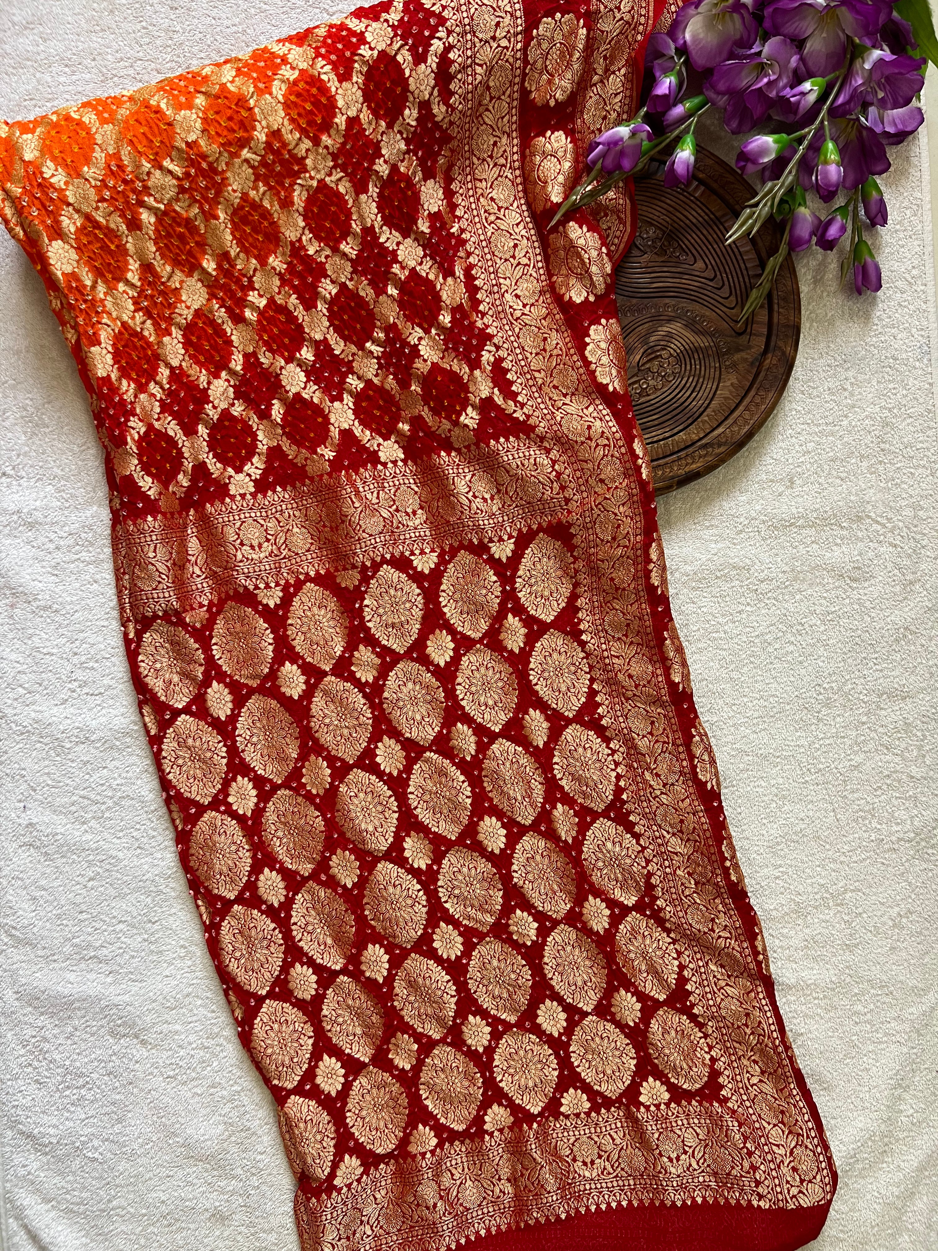 Georgette Bandhej Saree Main image