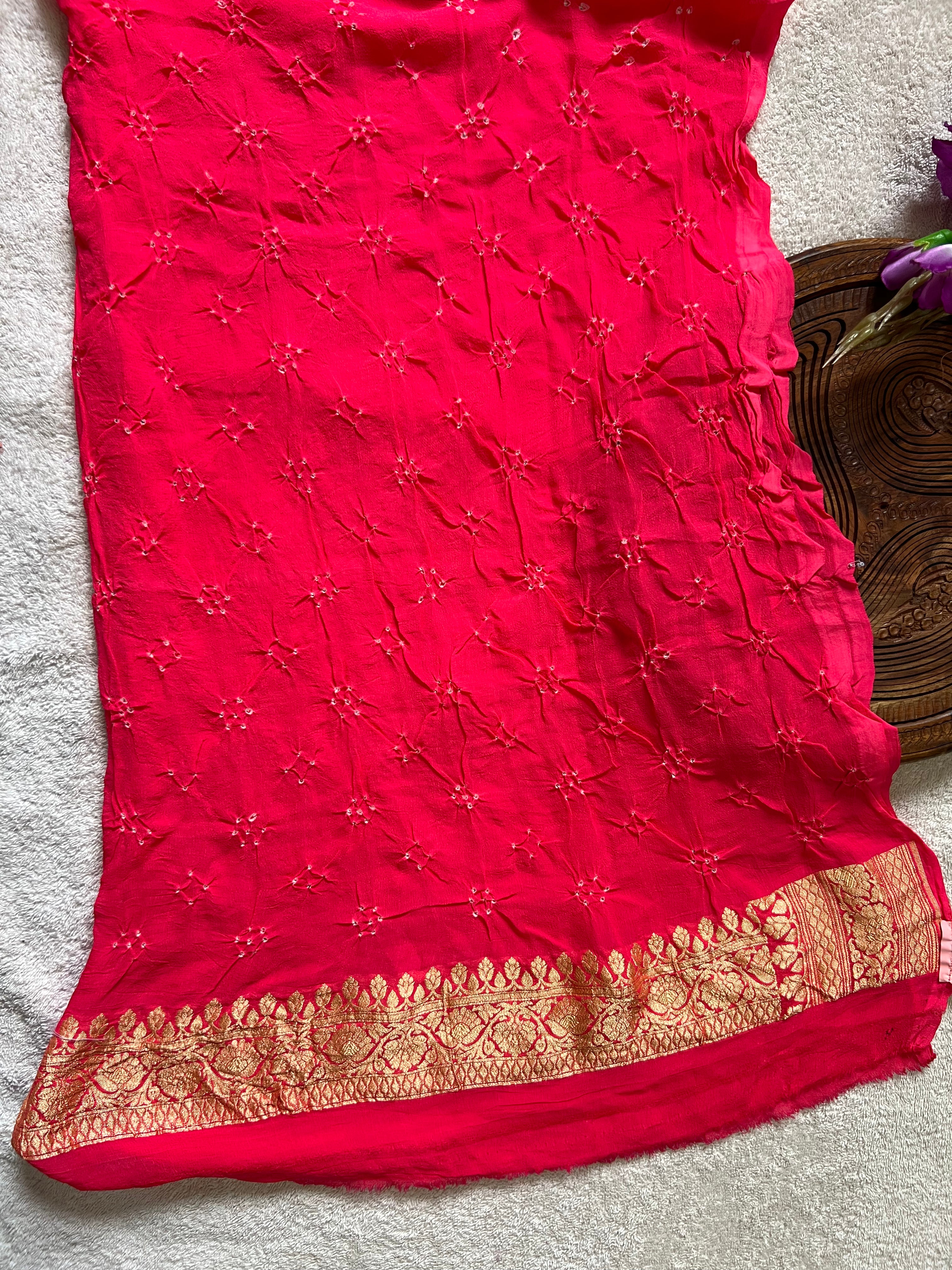 Georgette Heavy Rai Bandhej Saree
