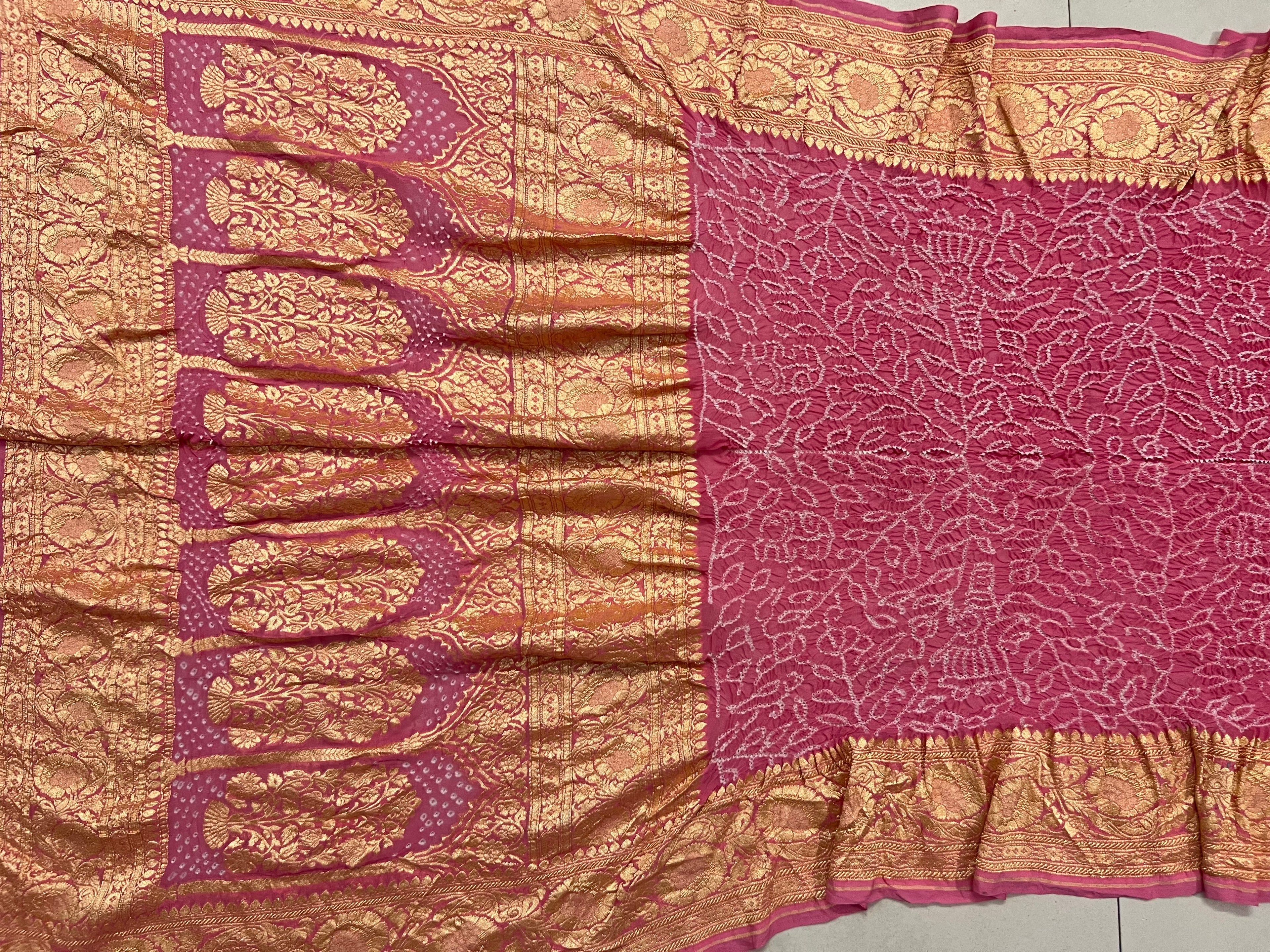 Georgette Heavy Rai Bandhej Saree
