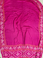 Gaji Silk Bandhej Saree Plain