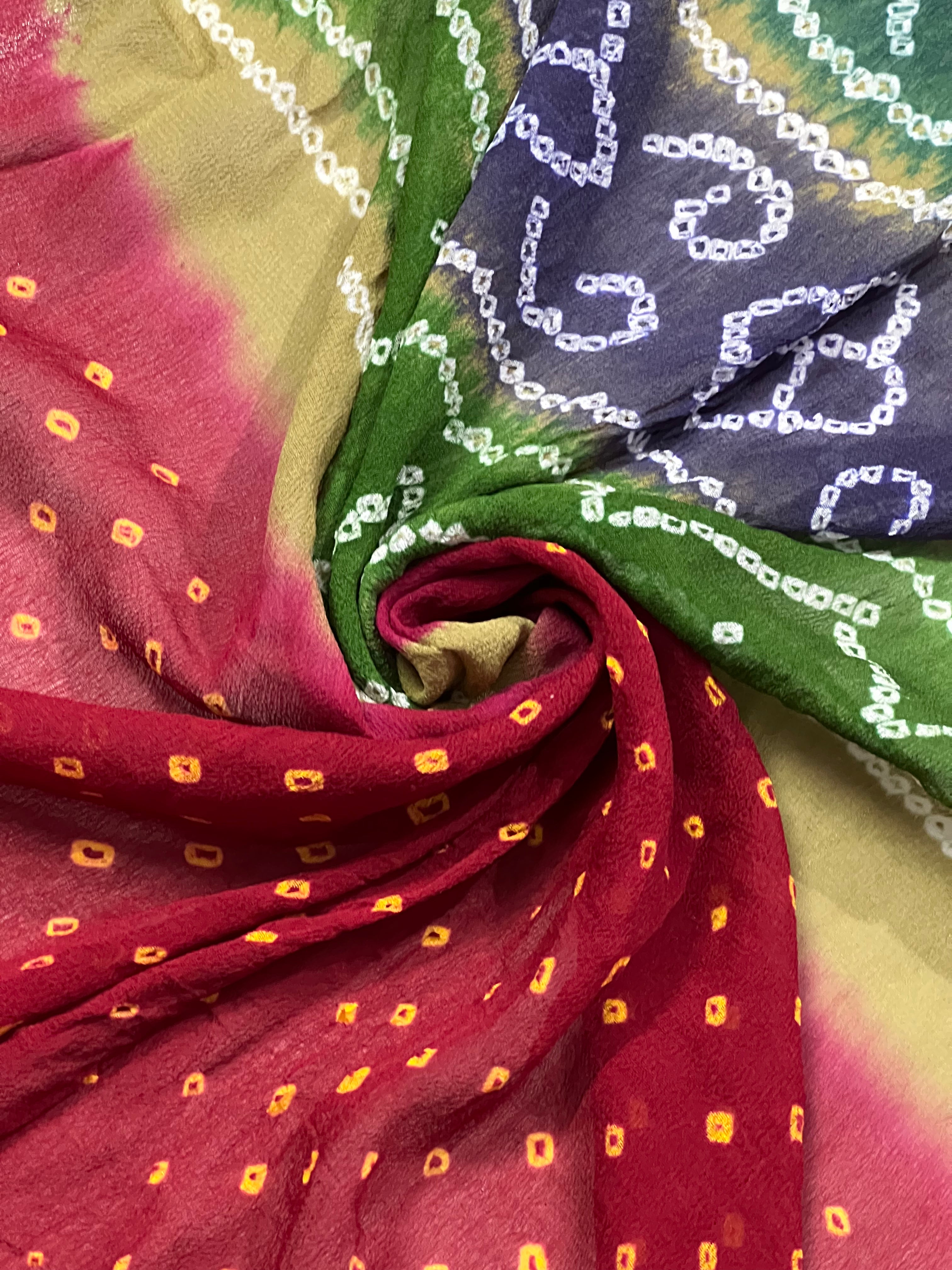 Georgette Handloom Bandhej Saree Secondary image