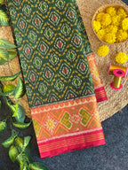 Handwoven Patola Silk Saree Traditional Red And Green Combination