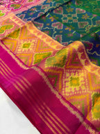 Navratna Manekcowk Tradition Design Handwoven Patola Silk Saree